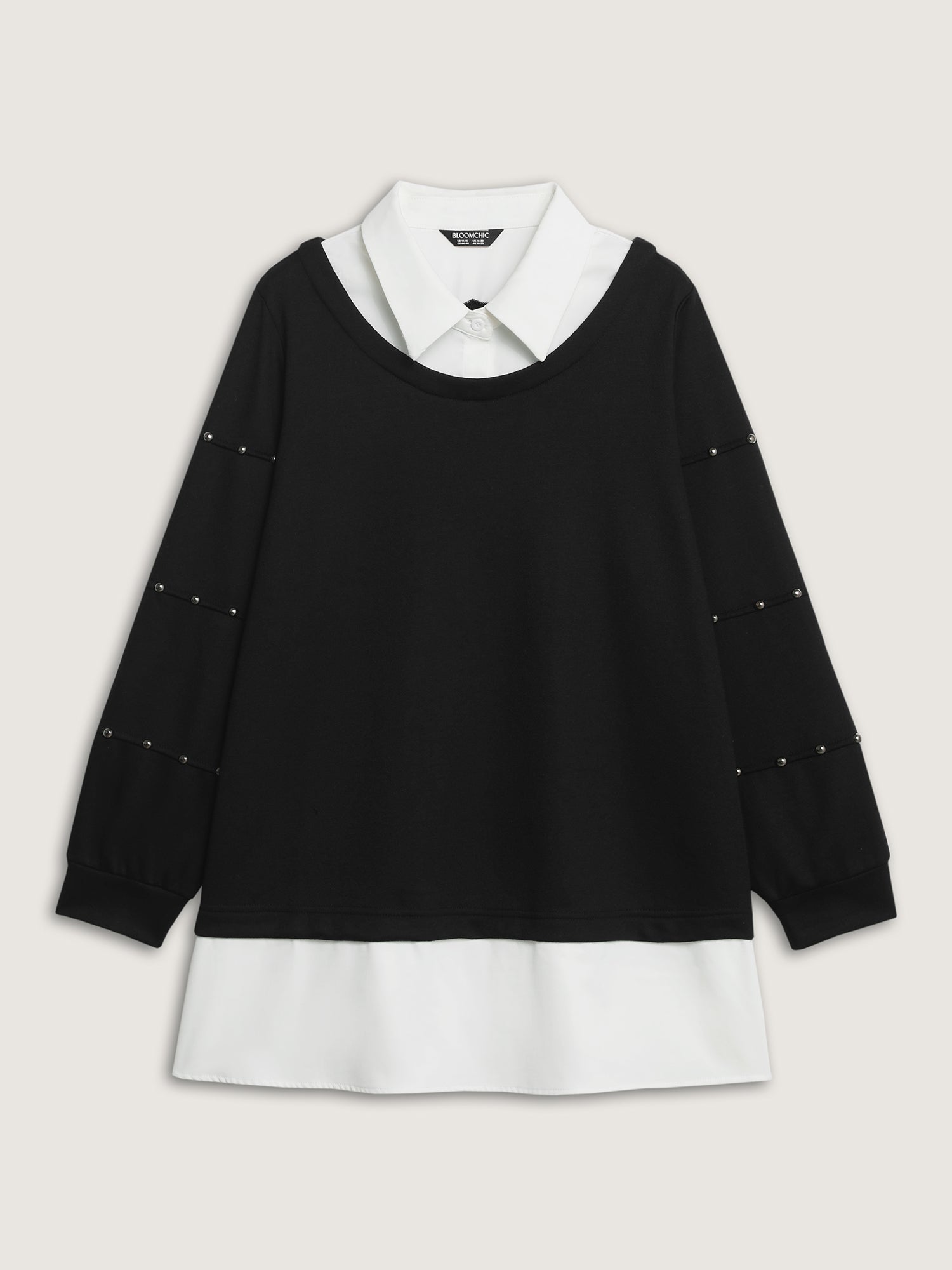 2-in-1 Layered Contrast Collar Sweatshirt