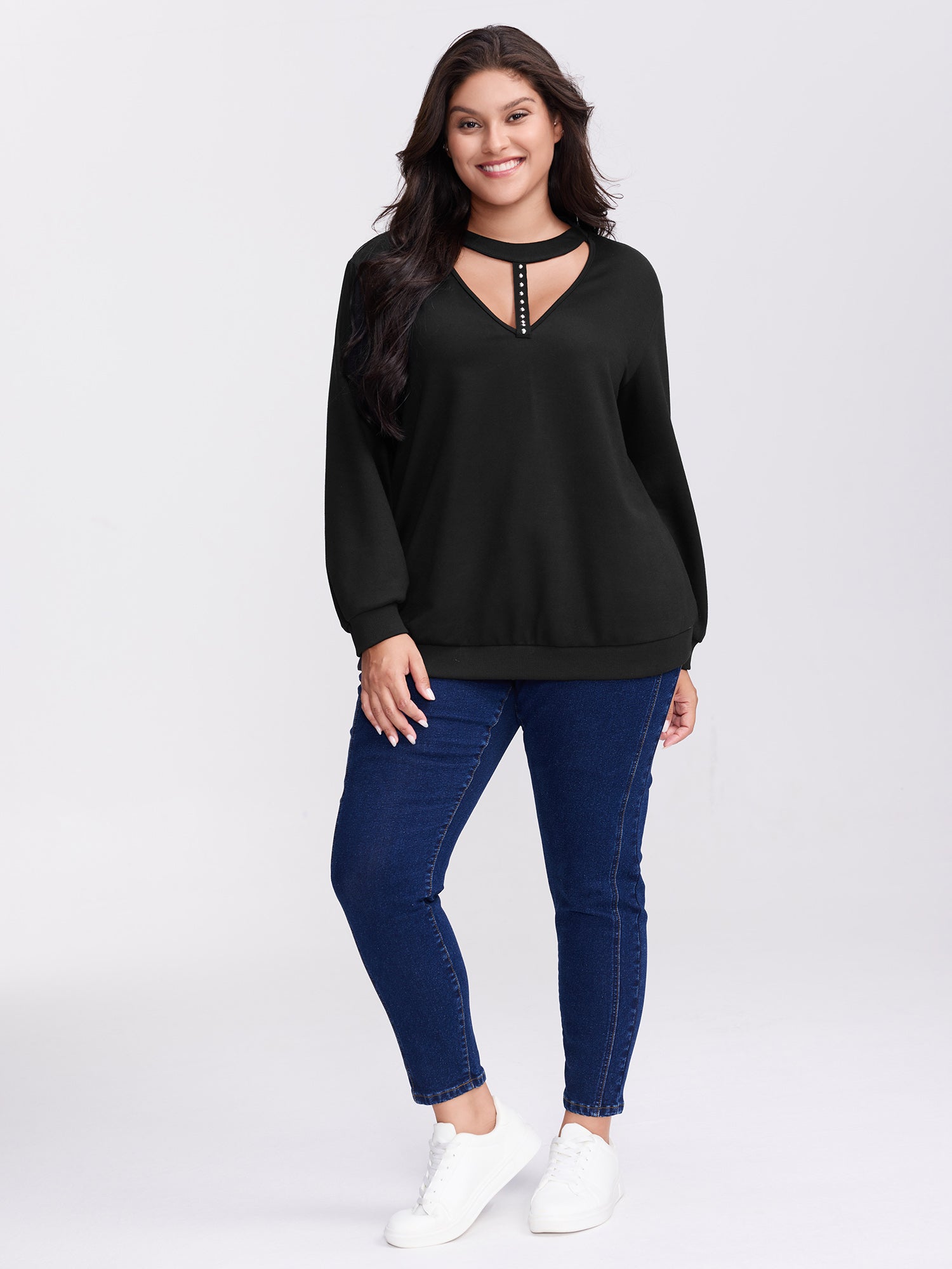 Choker Neck Cut-Out Sweatshirt