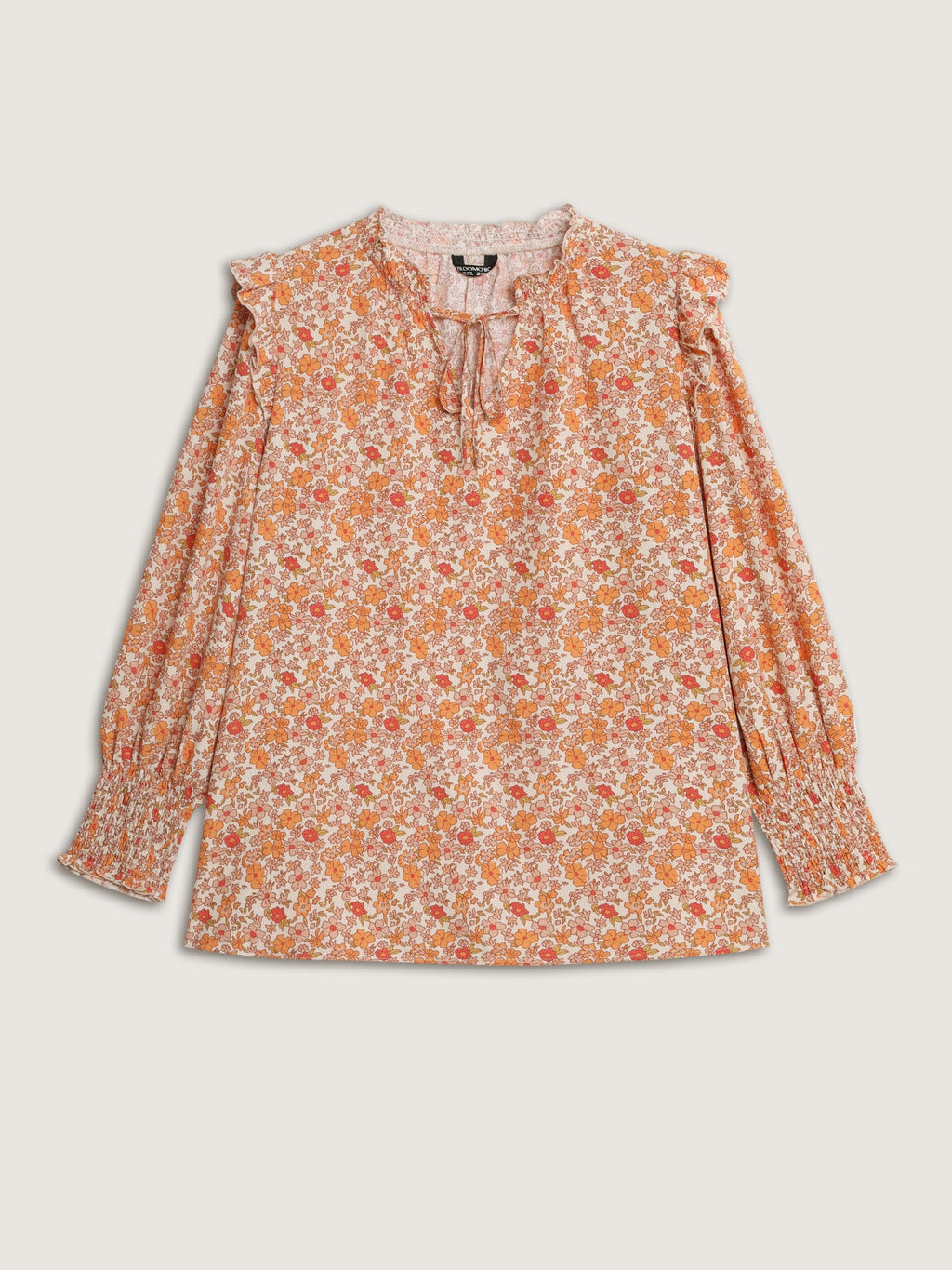 Chiffon Floral Print Ruffled Shoulder Blouse