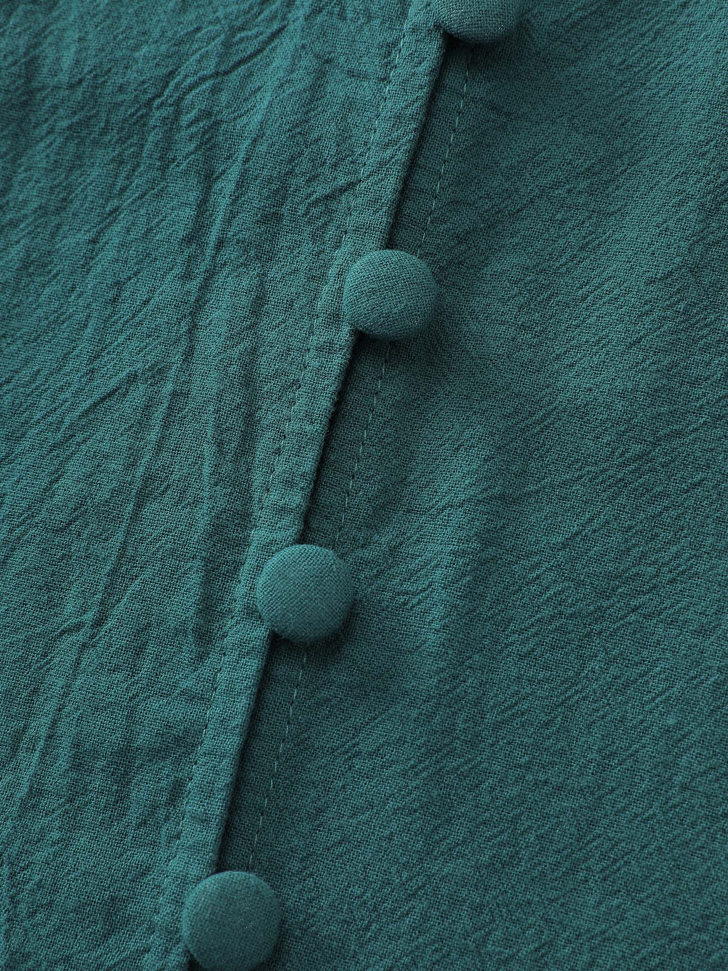 Cotton Lace Trim Button Placket Blouse