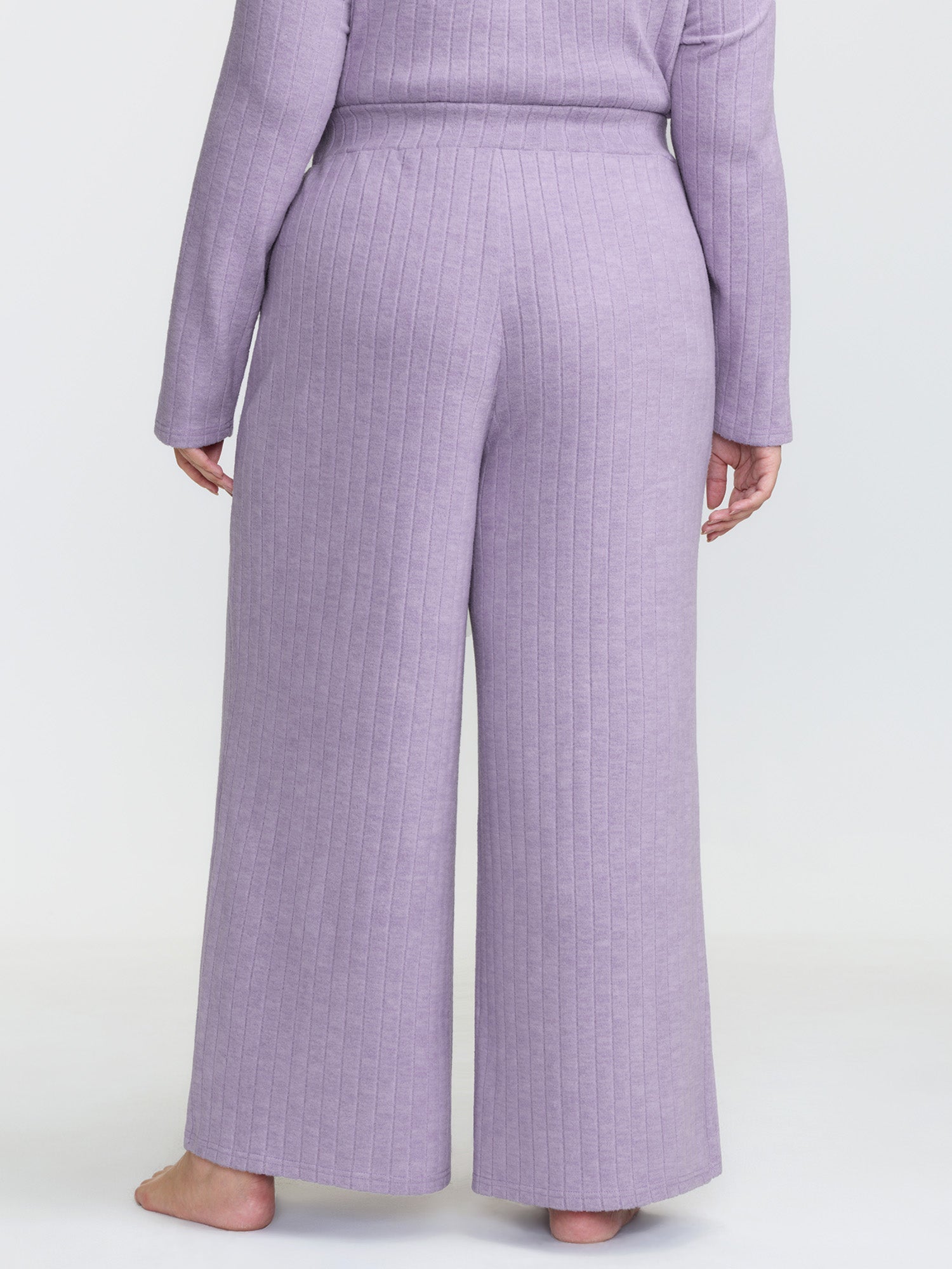 Brushed Ribbed Wide-Leg Lounge Bottoms