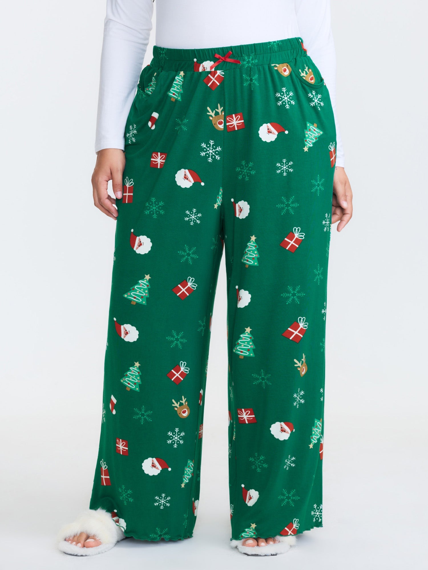 Cozy Holiday Print Lounge Bottoms