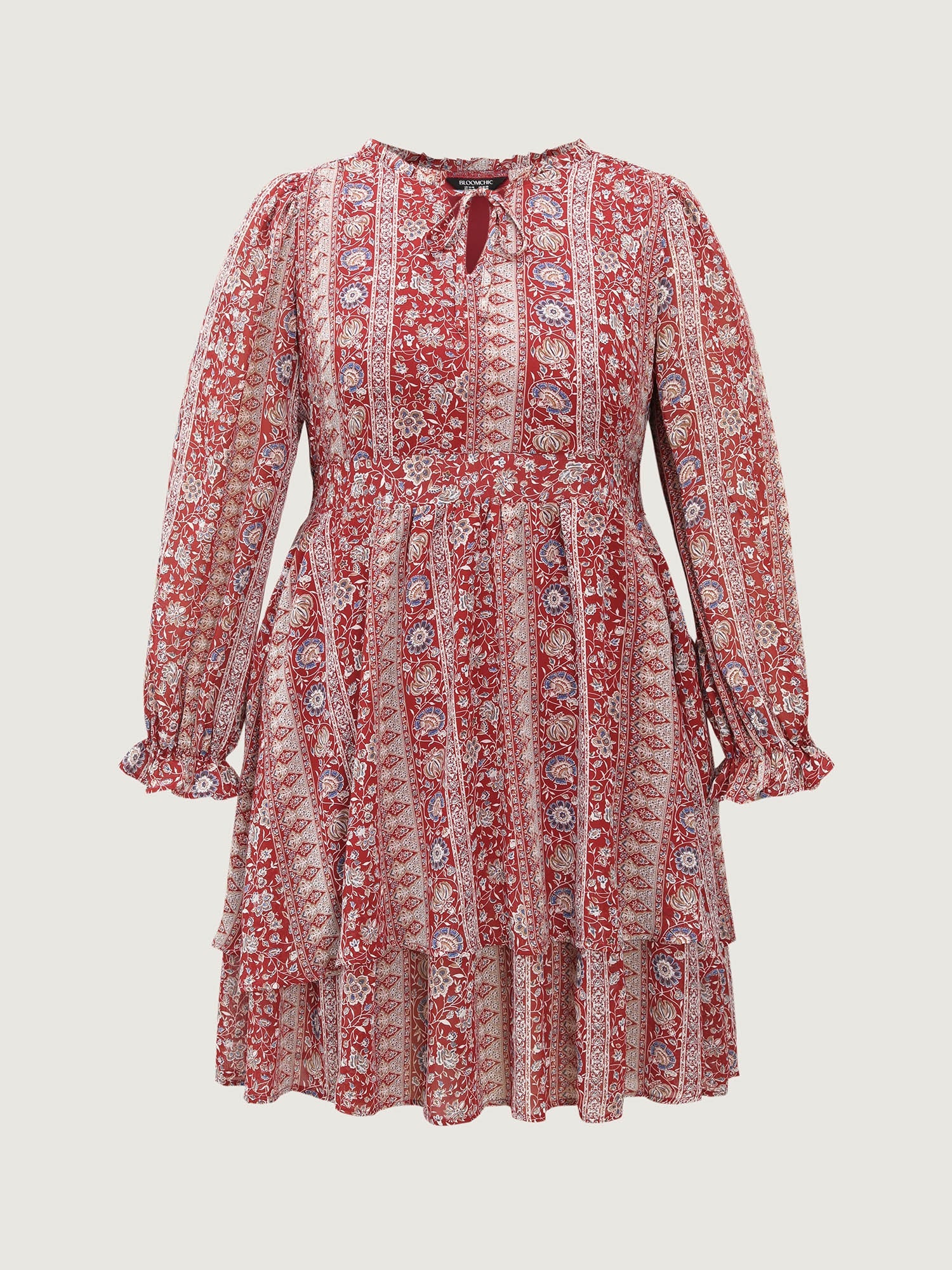 Chiffon Boho Stripe Stretchy Waist Midi Dress