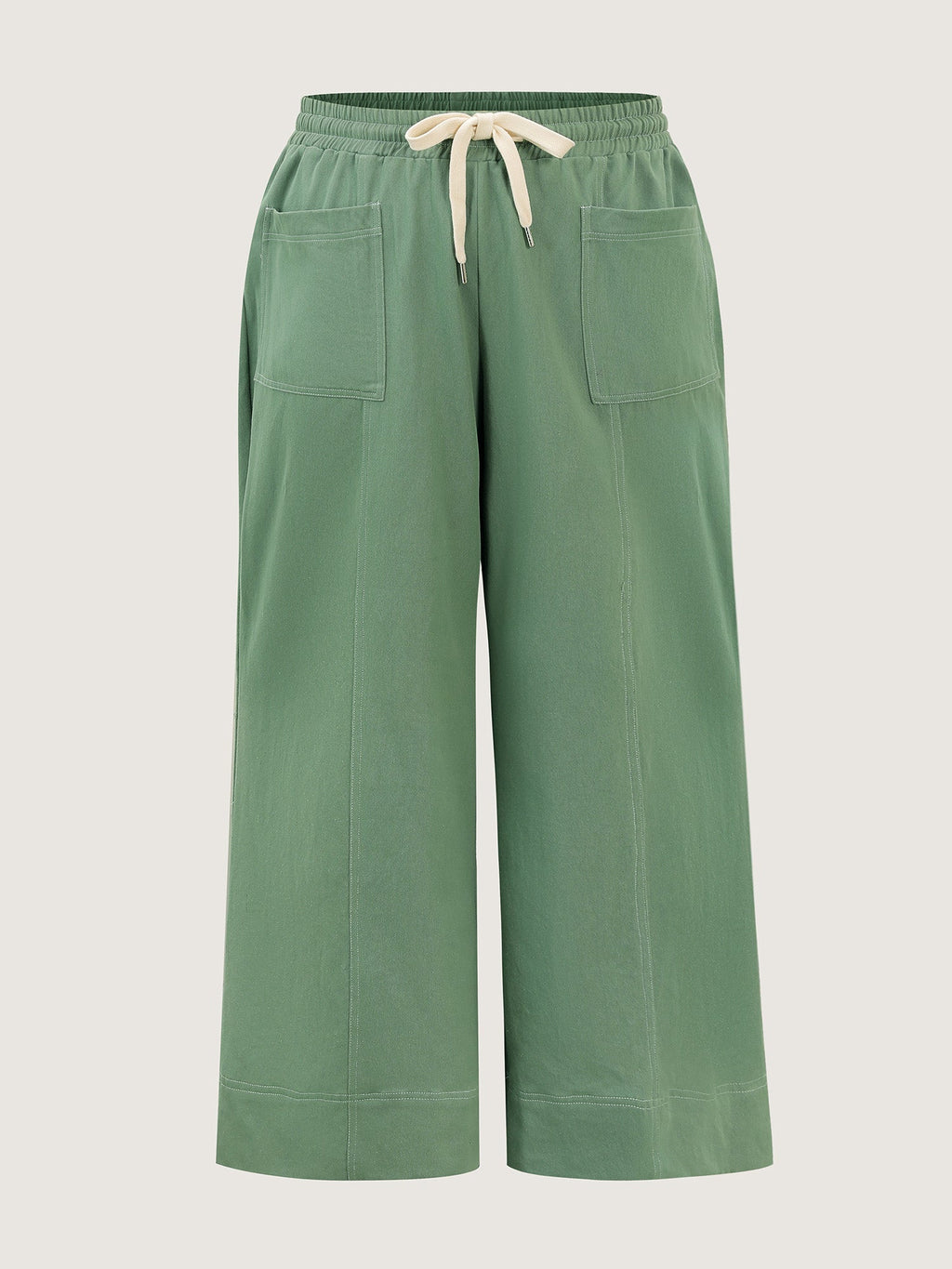 Cotton Distress Washed Drawstring Waist Pants