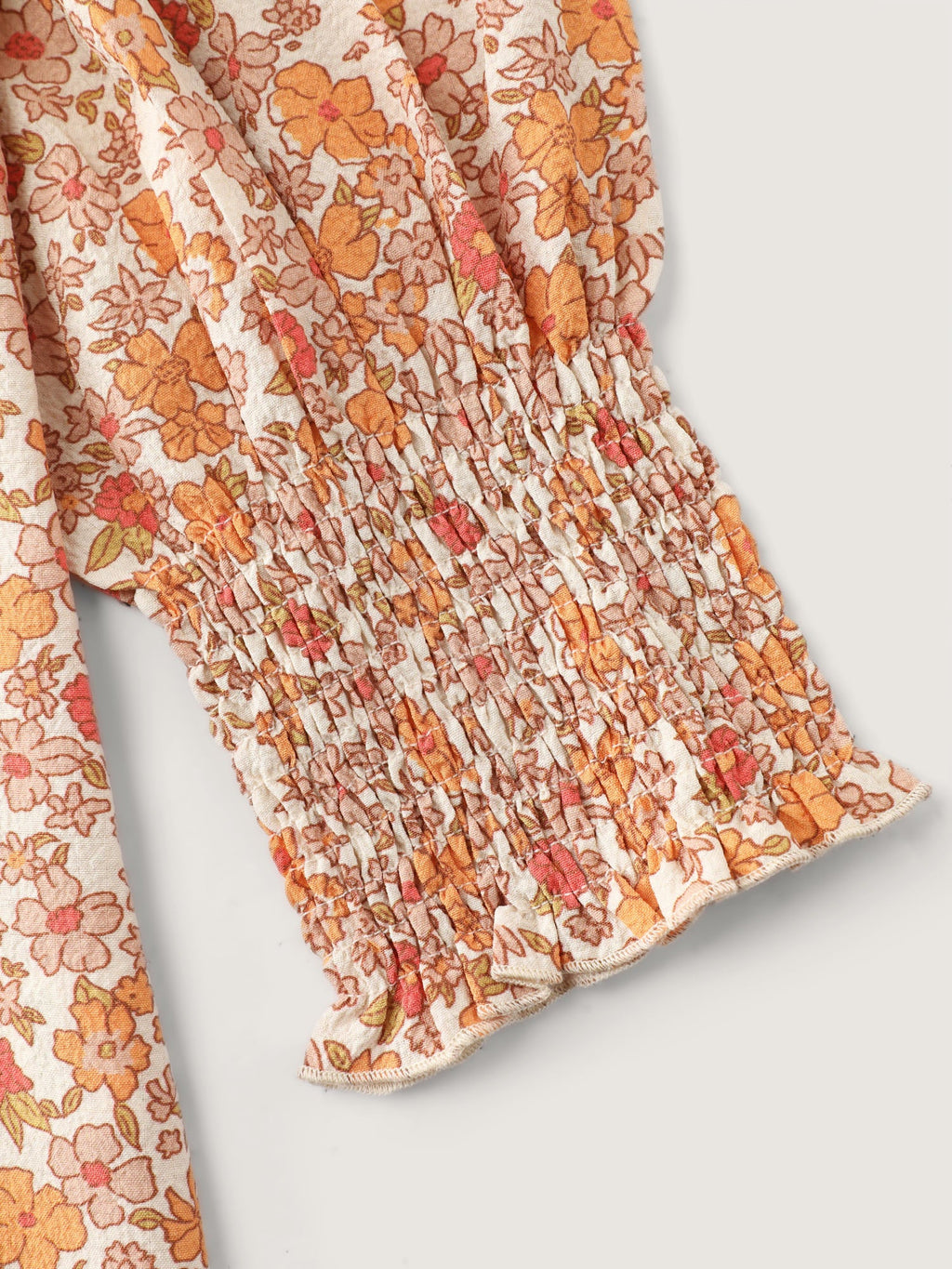 Chiffon Floral Print Ruffled Shoulder Blouse