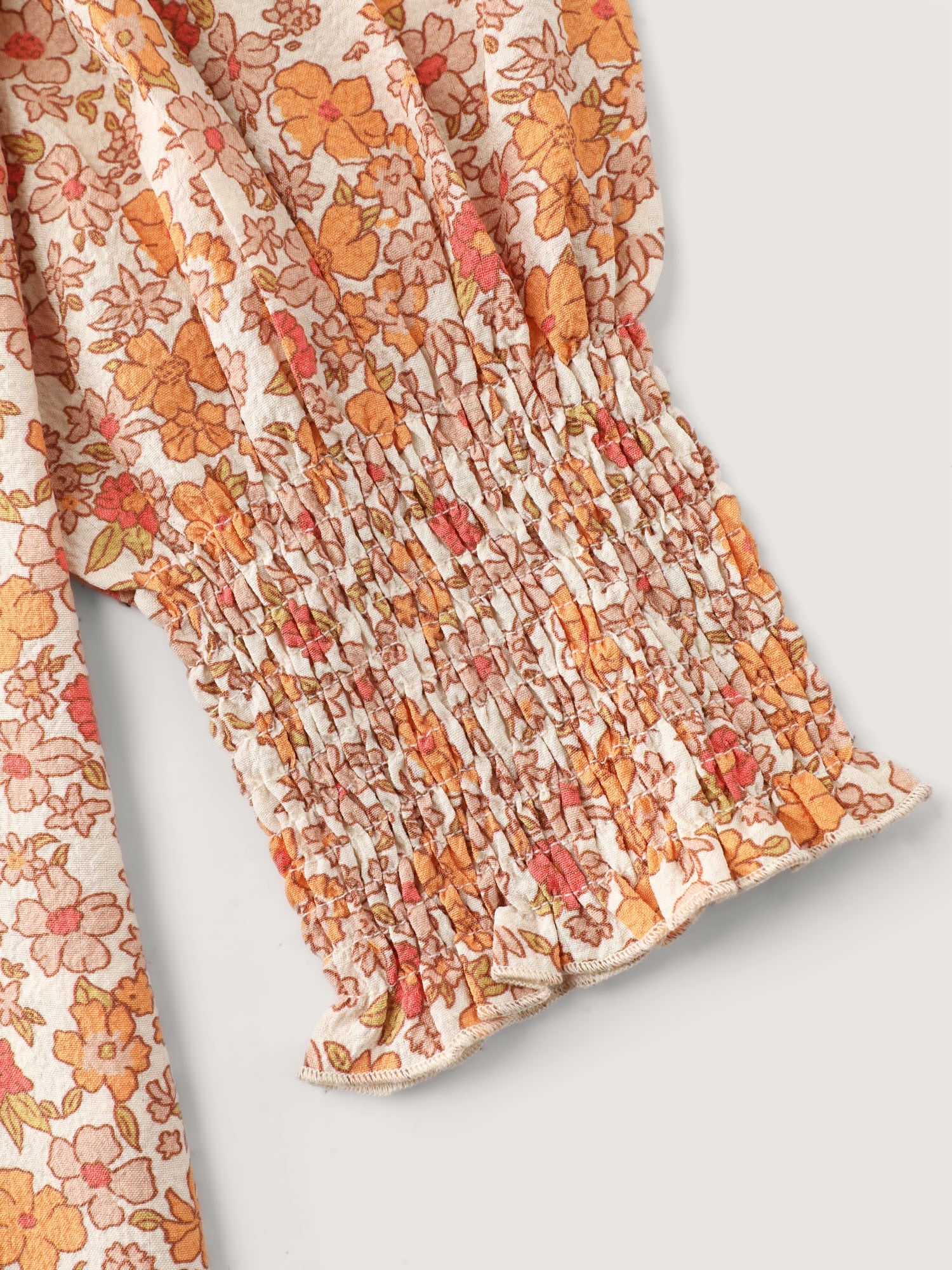 Chiffon Floral Print Ruffled Shoulder Blouse