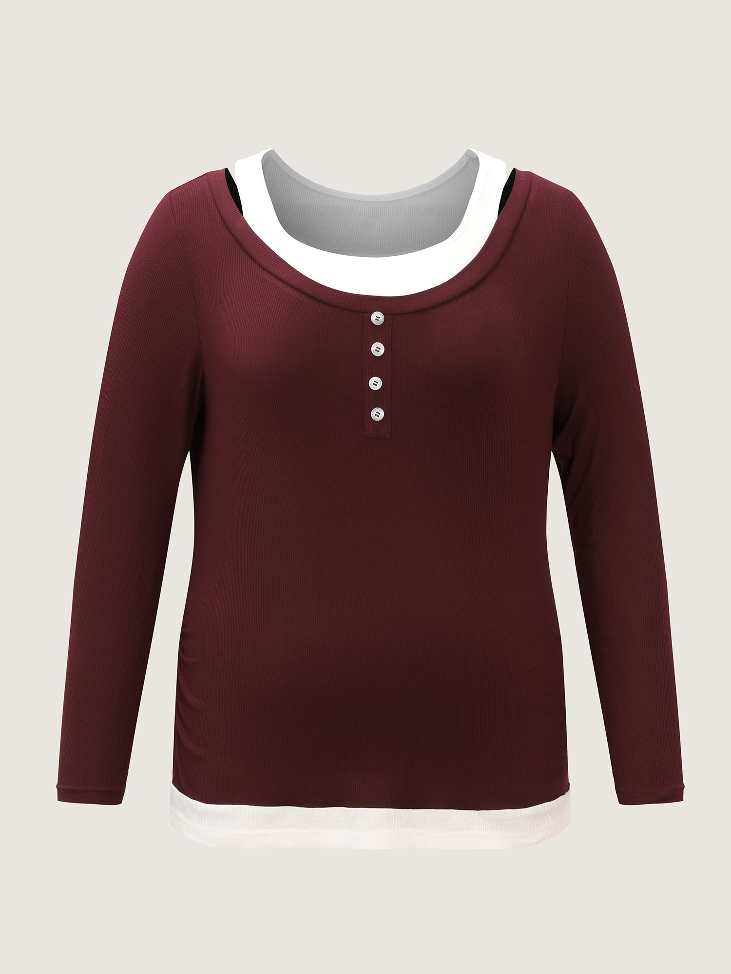 Color Contrast Buttons Fitted T-Shirt