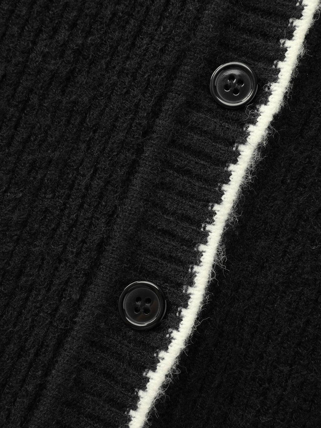 Color Contrast Edged V-Neck Knit Cardigan