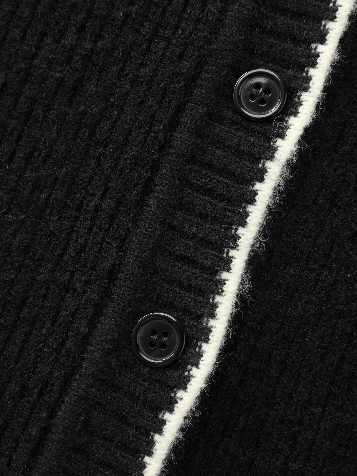 Color Contrast Edged V-Neck Knit Cardigan