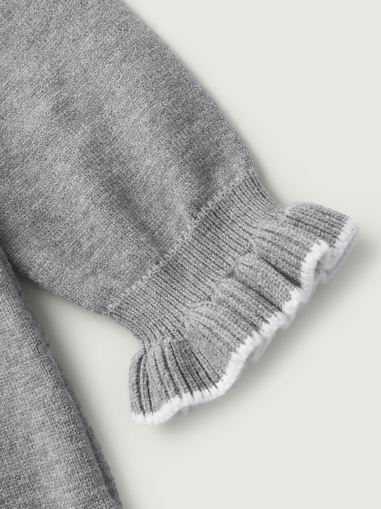 Color Contrast Ruffled Sleeve Pullover