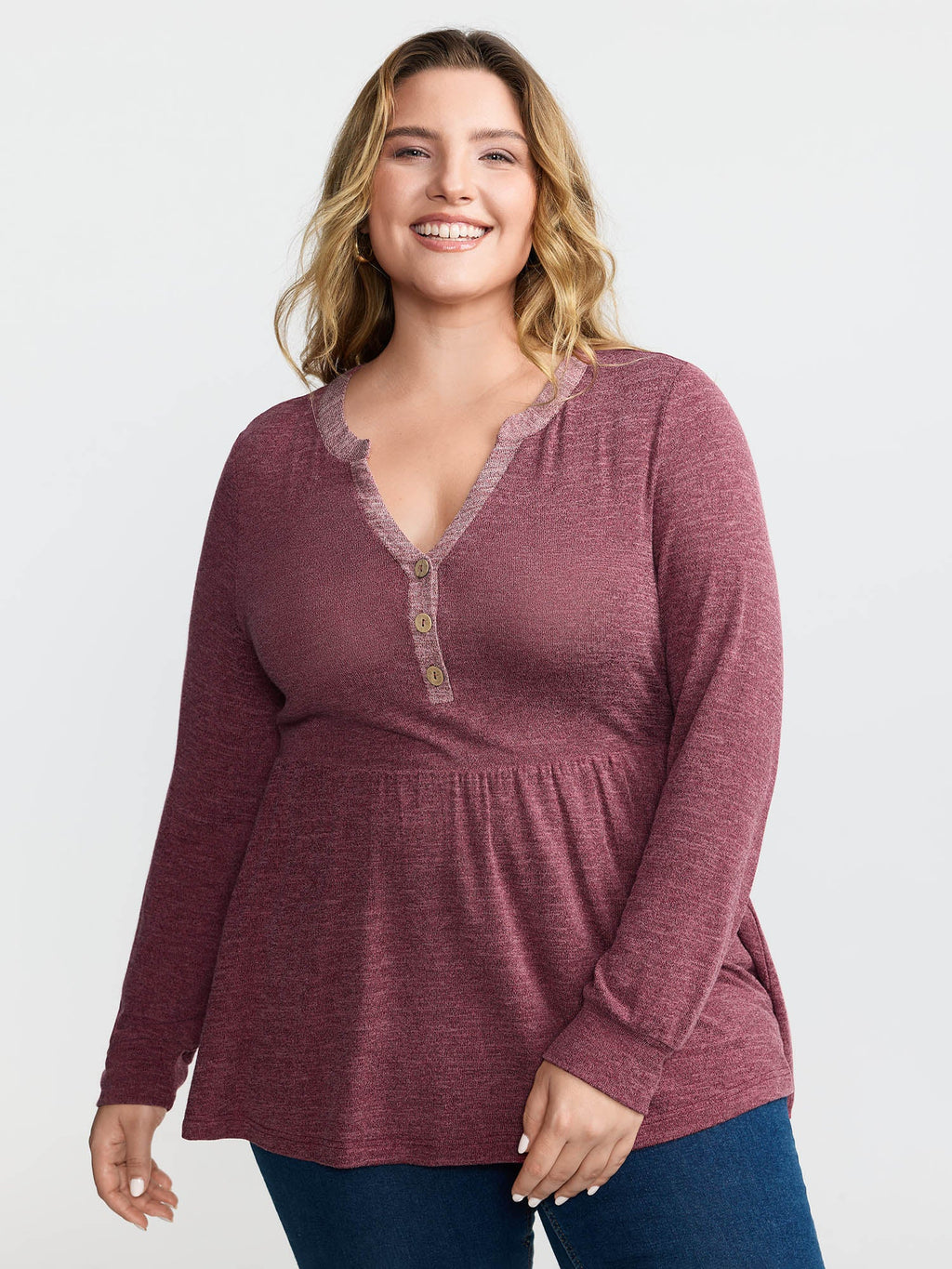 Color Contrast Fit Flared Knit Top