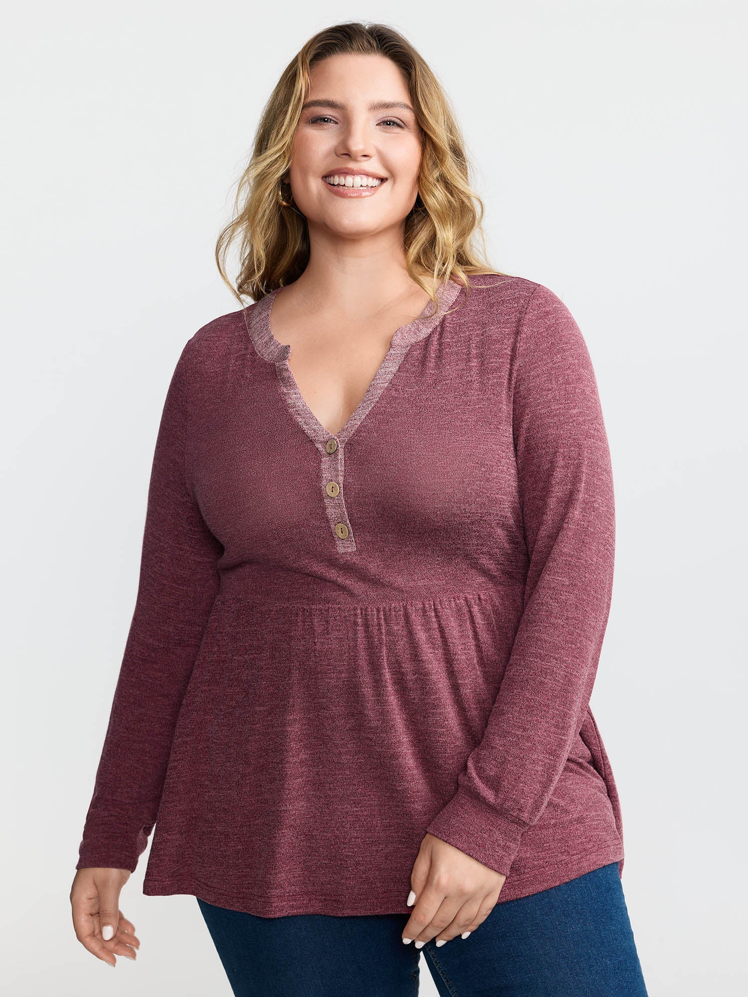 Color Contrast Fit Flared Knit Top