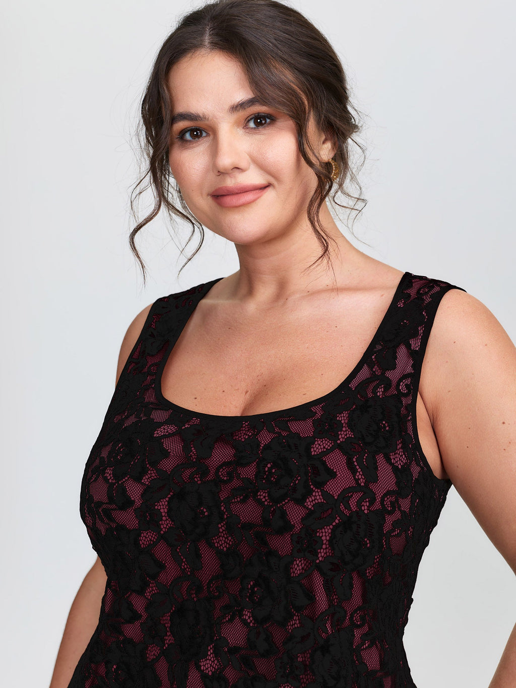 Floral Lace Scoop Neck Tank Top