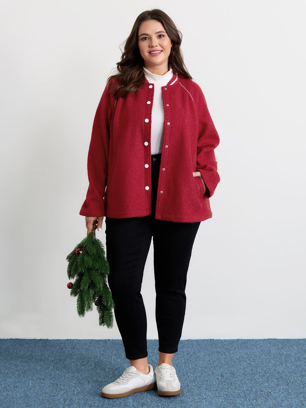 Color Contrast Raglan Sleeve Jacket