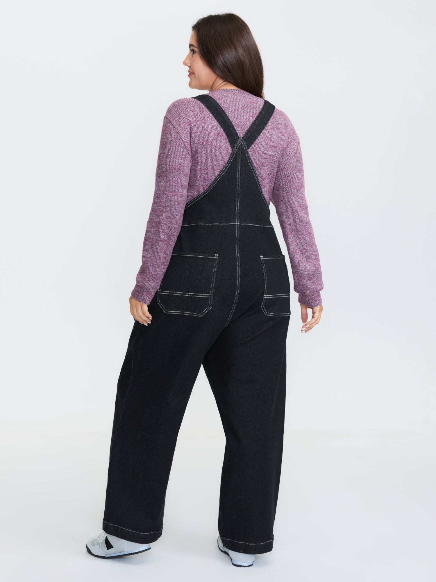 Denim Overall Straps Wide-Leg Jumpsuit