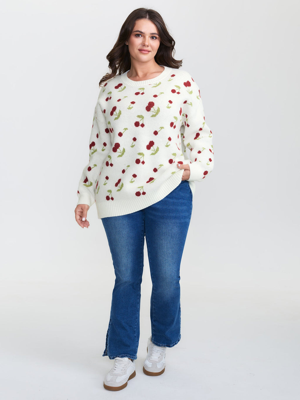 Cherry Pattern Jacquard Pullover