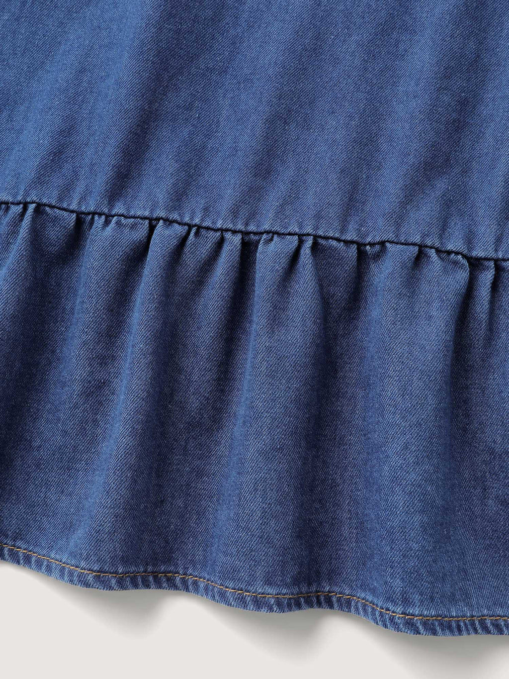 Denim Ruffled Hem Pockets Shirt Dress