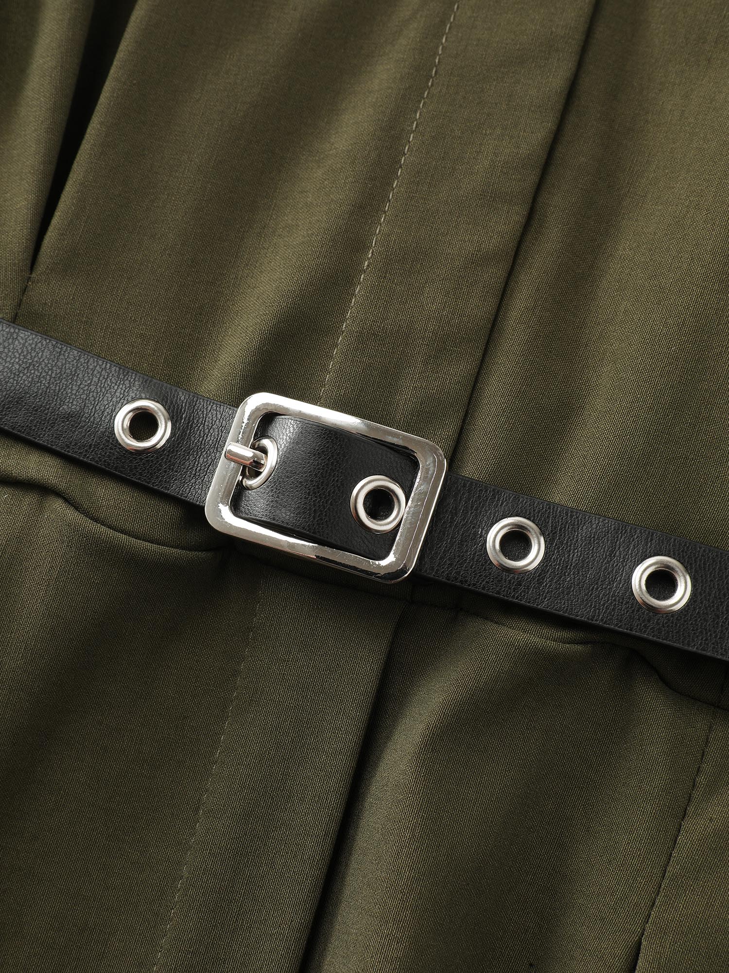 Arc Hem Cinched-Waist Shirt Maxi Dress