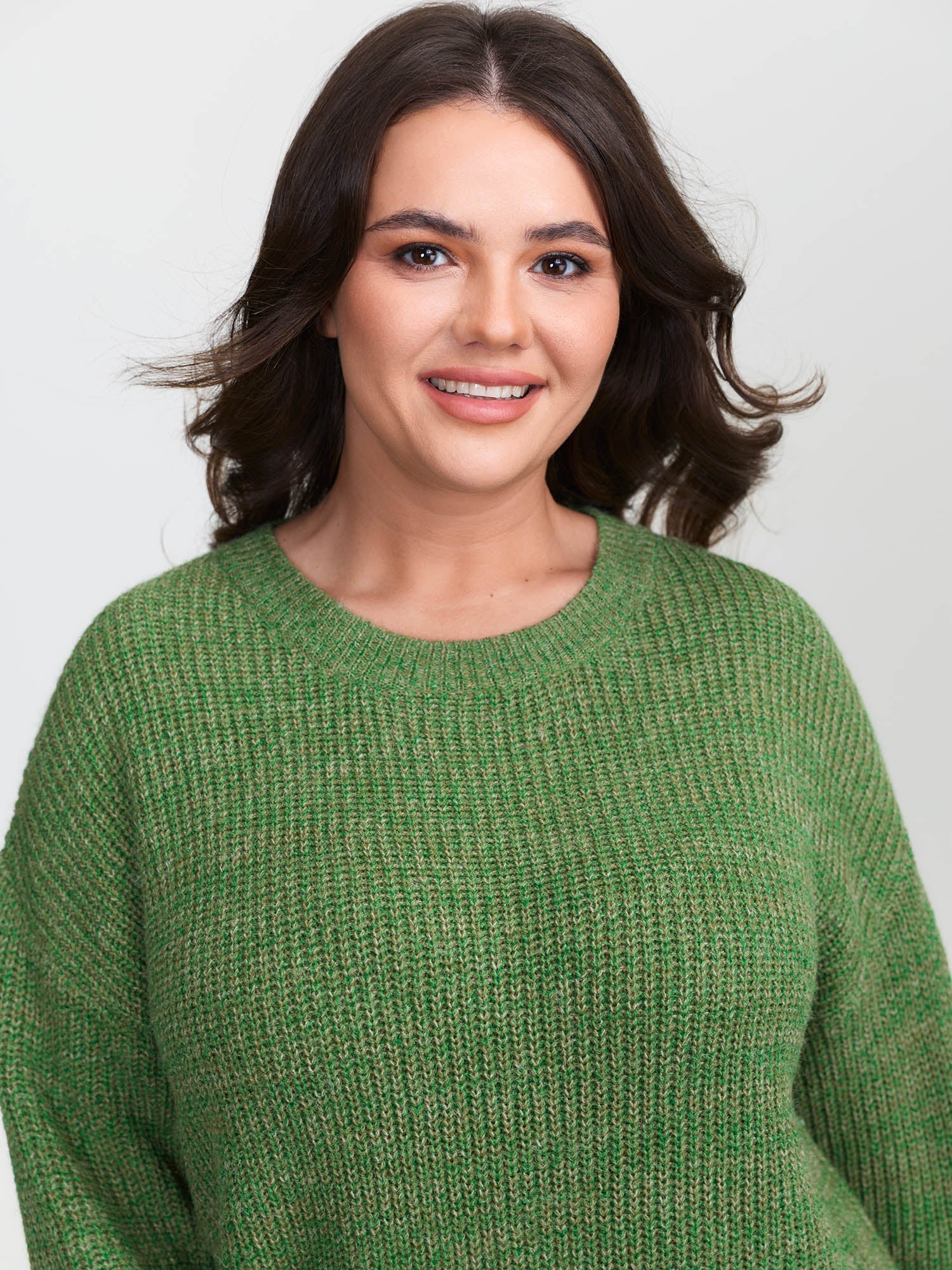 Color Blend Yarn Textured Pullover