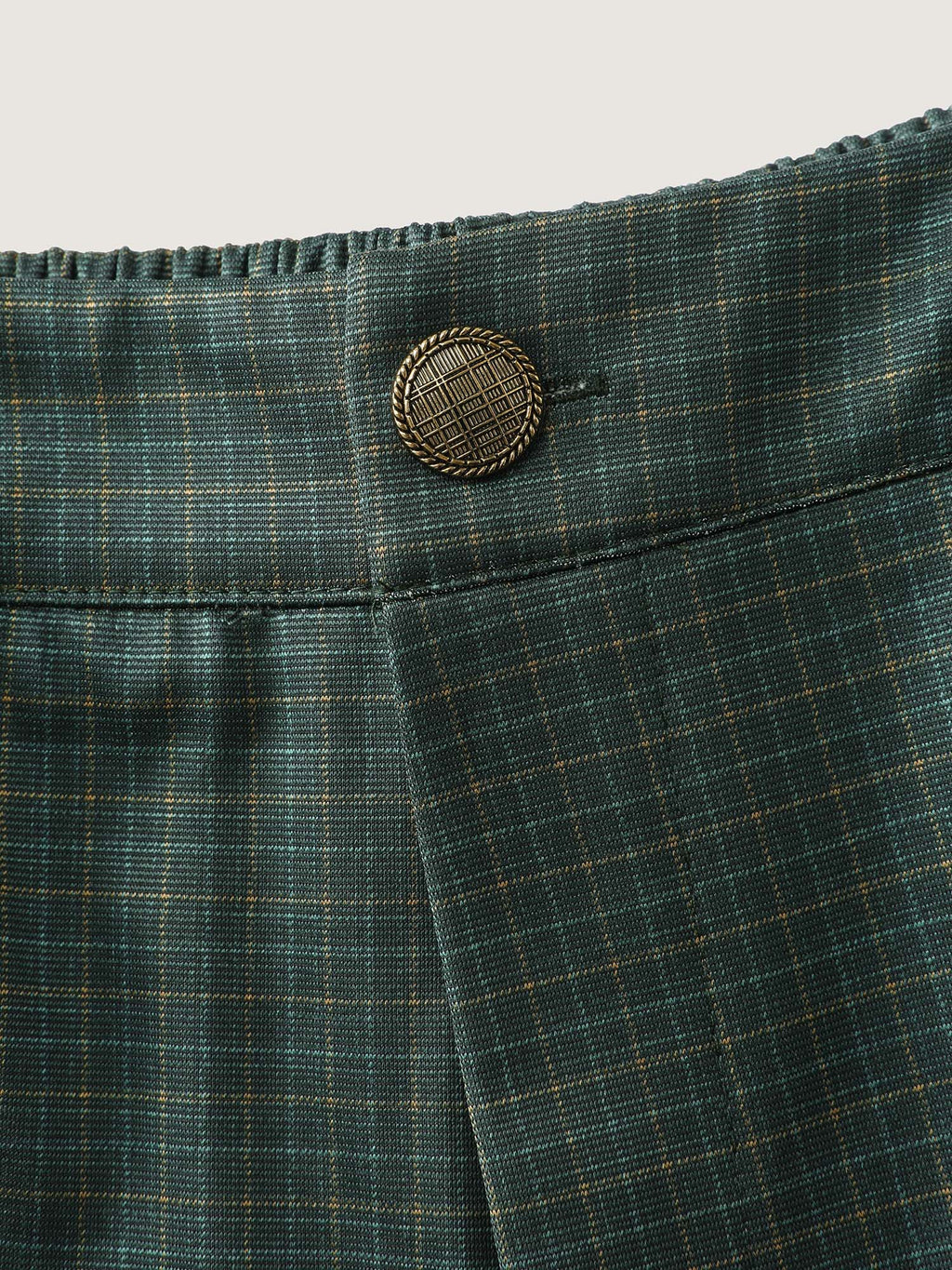 Checkered Buckles Straight-Leg Pants