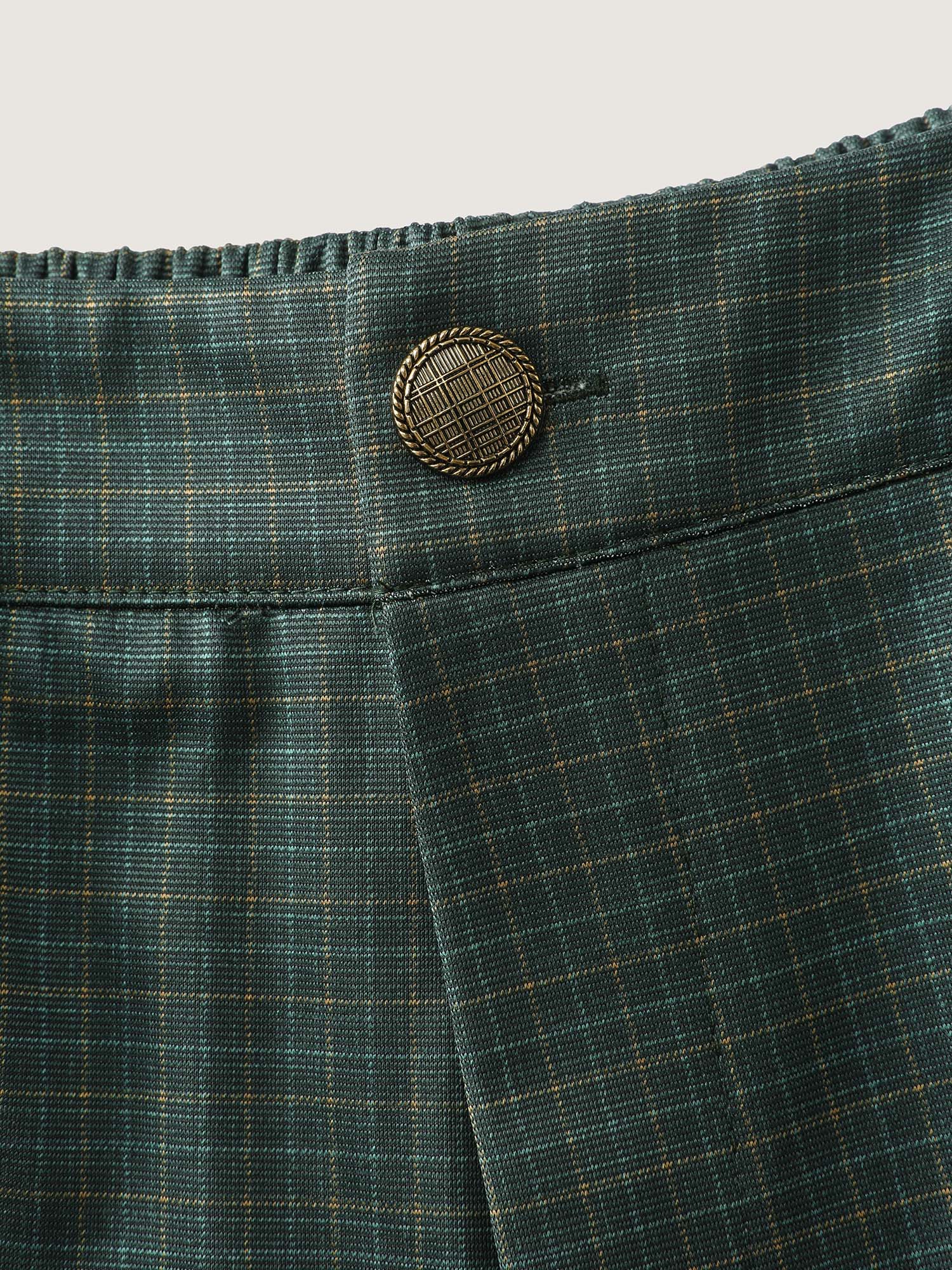 Checkered Buckles Straight-Leg Pants