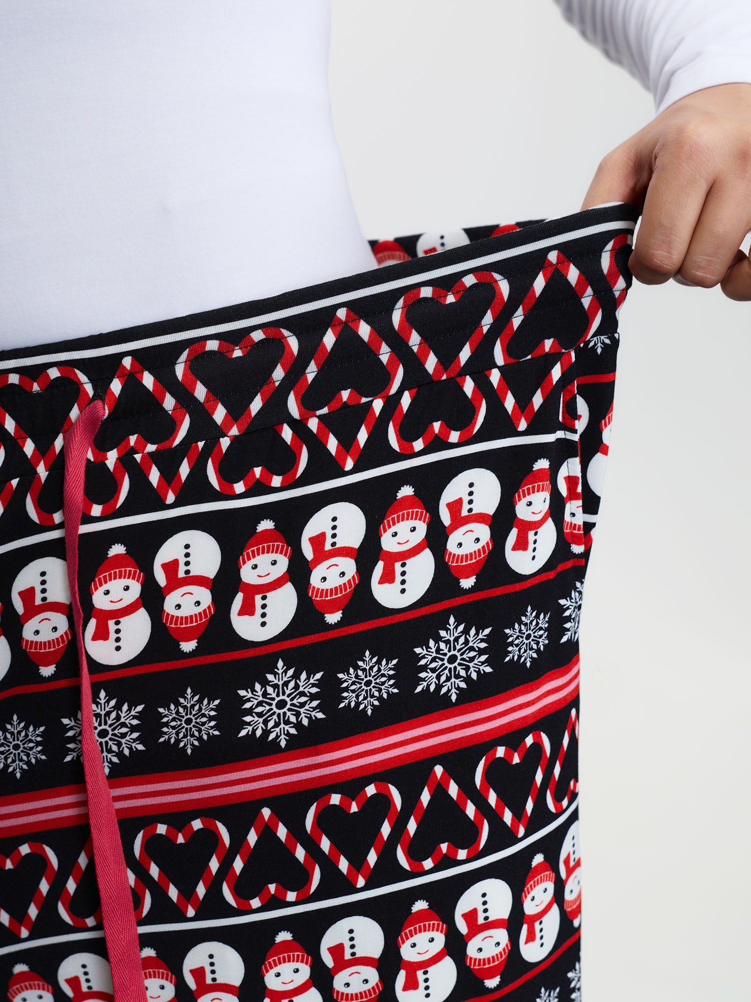 Cute Snowman Pattern Drawstring Lounge Bottoms