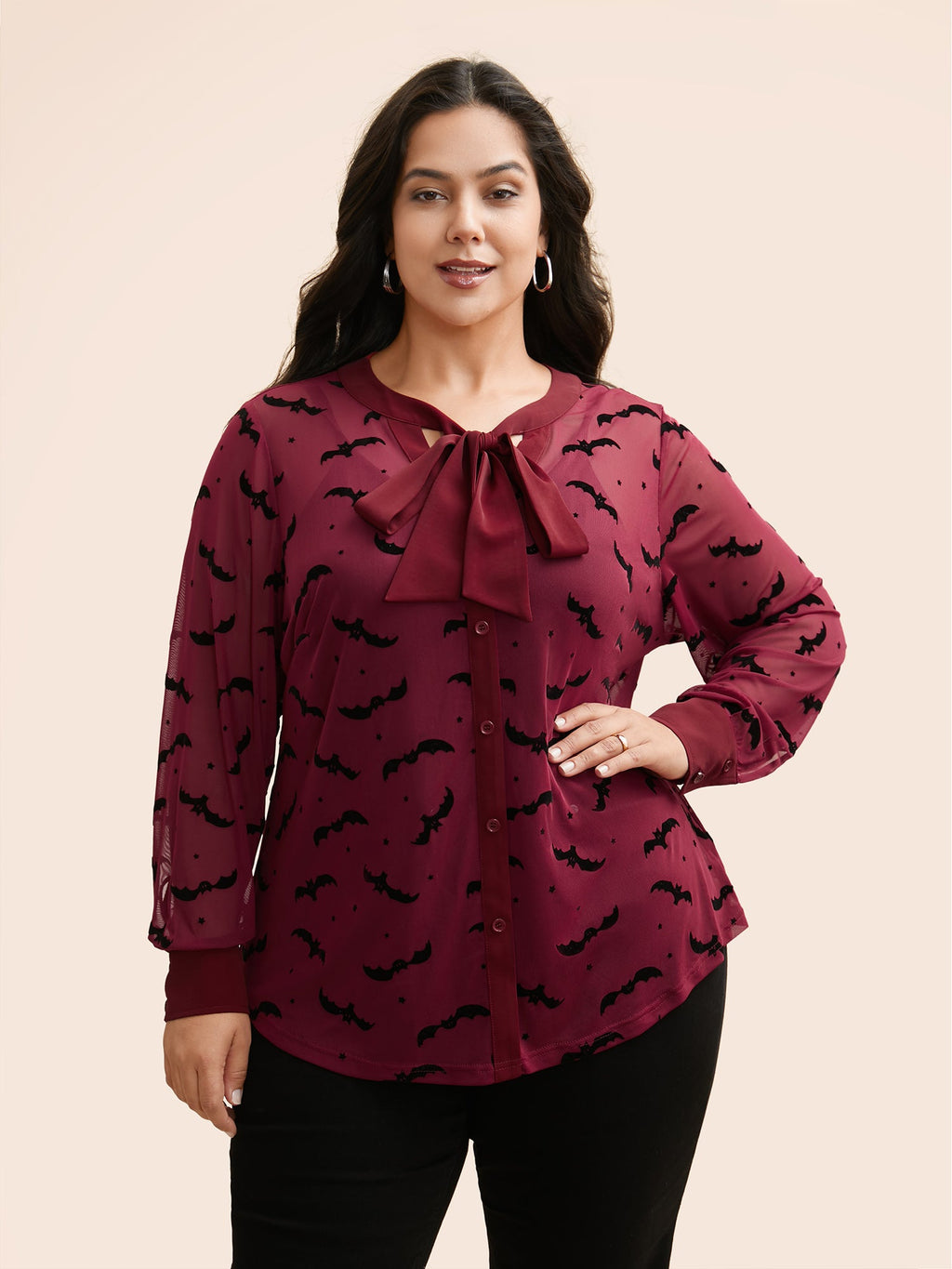Bats & Bows Ribbon Collar Blouse