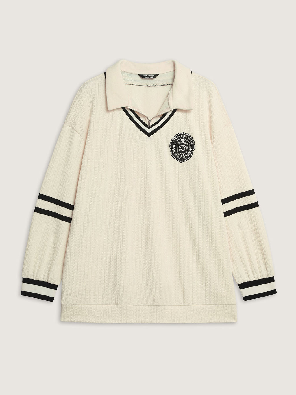 Colorblock Embroidery Zipper Sweatshirt