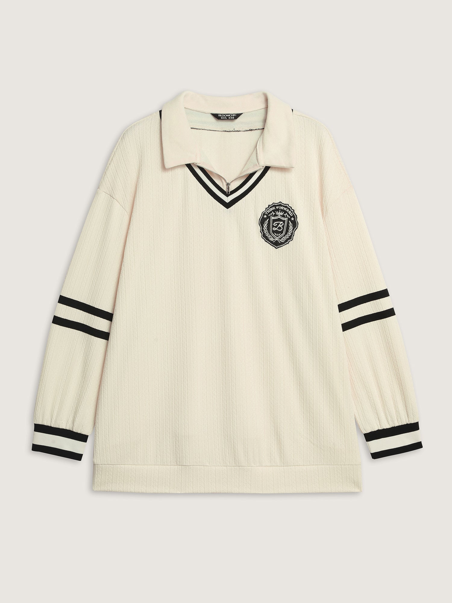 Colorblock Embroidery Zipper Sweatshirt