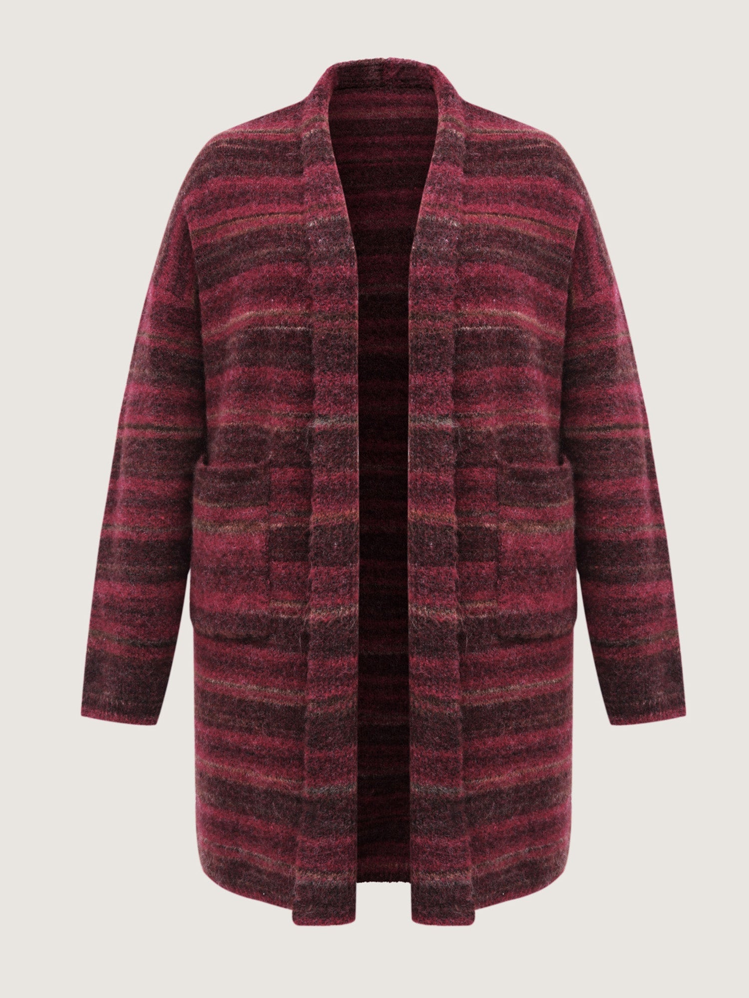 Color Gradient Textured Pockets Knit Cardigan