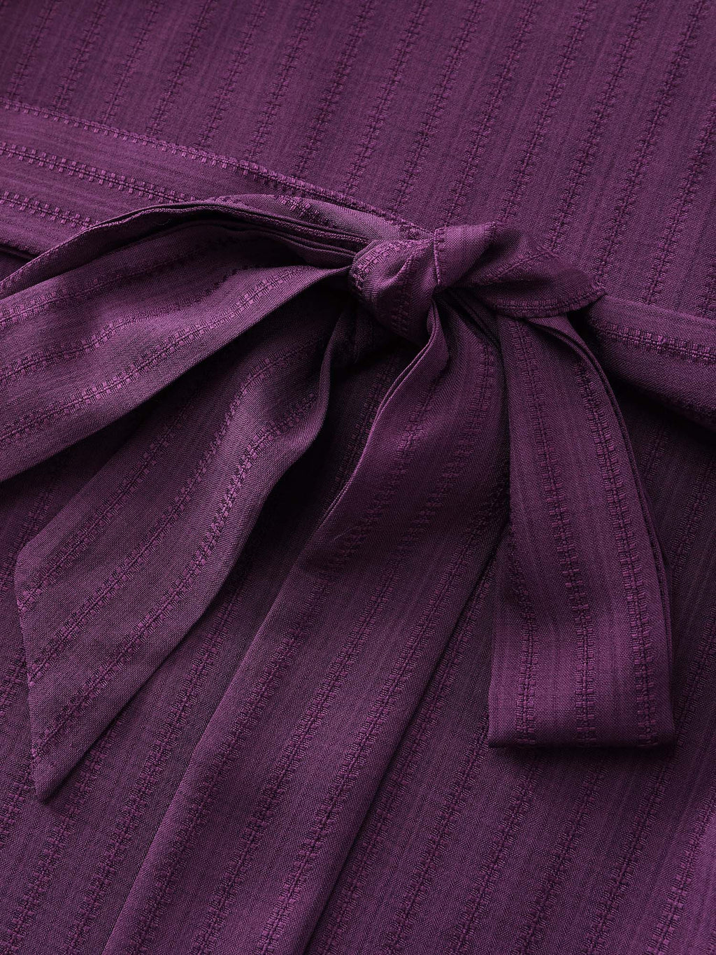 Textured Waist-Tie V-Neck Blouse