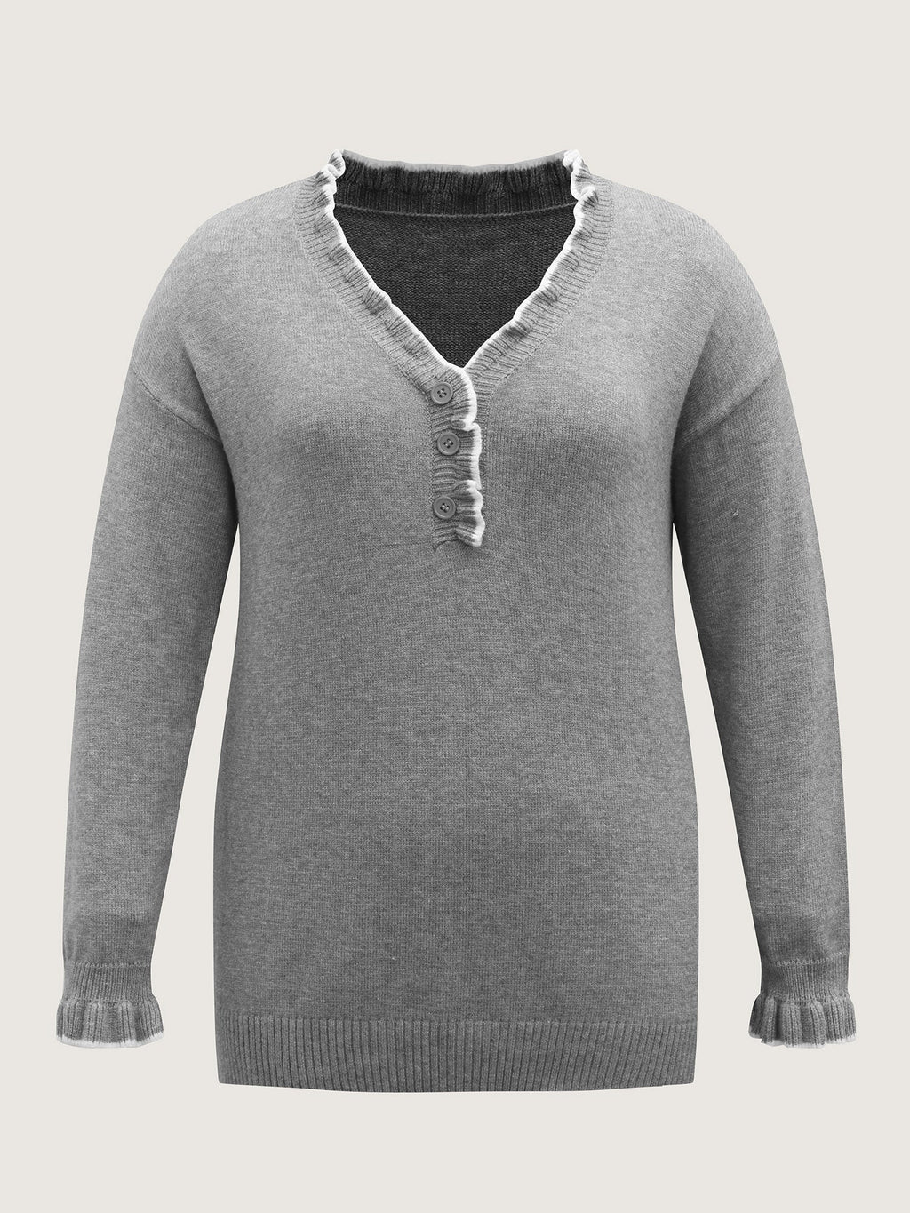 Color Contrast Ruffled Sleeve Pullover