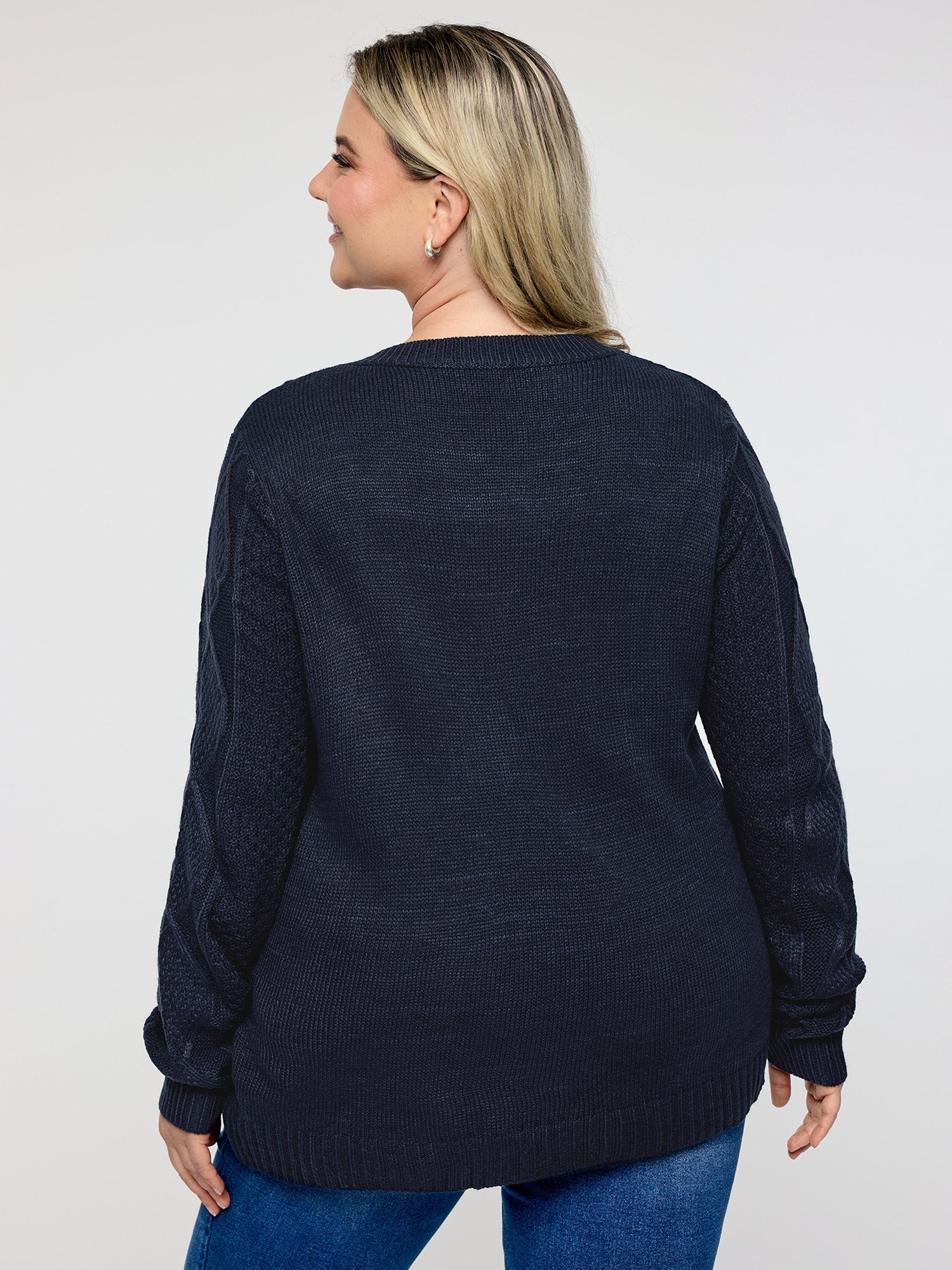 Cable Knit Button Pockets Cardigan