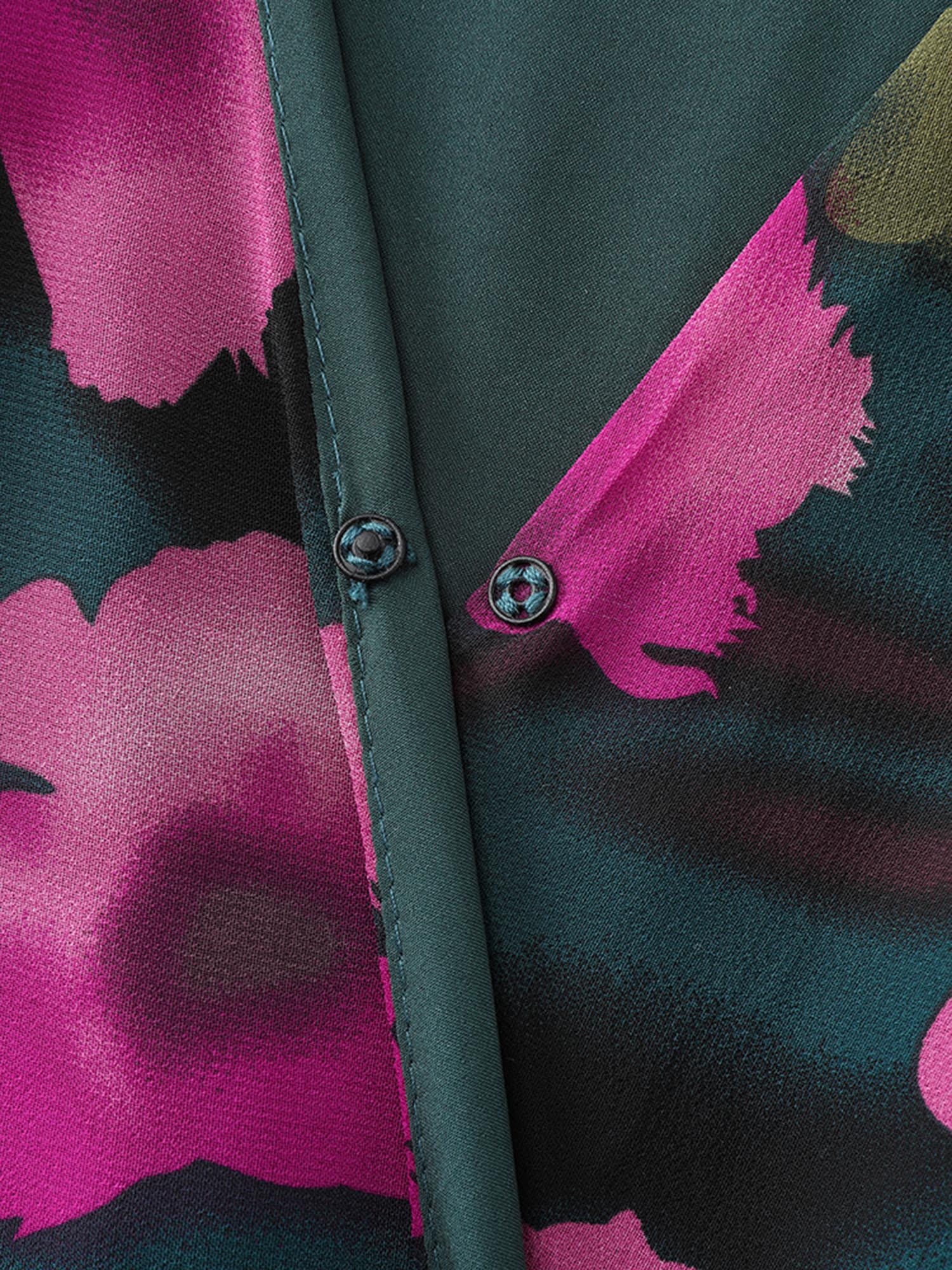 Abstract Floral Print Layered Pockets Midi Dress