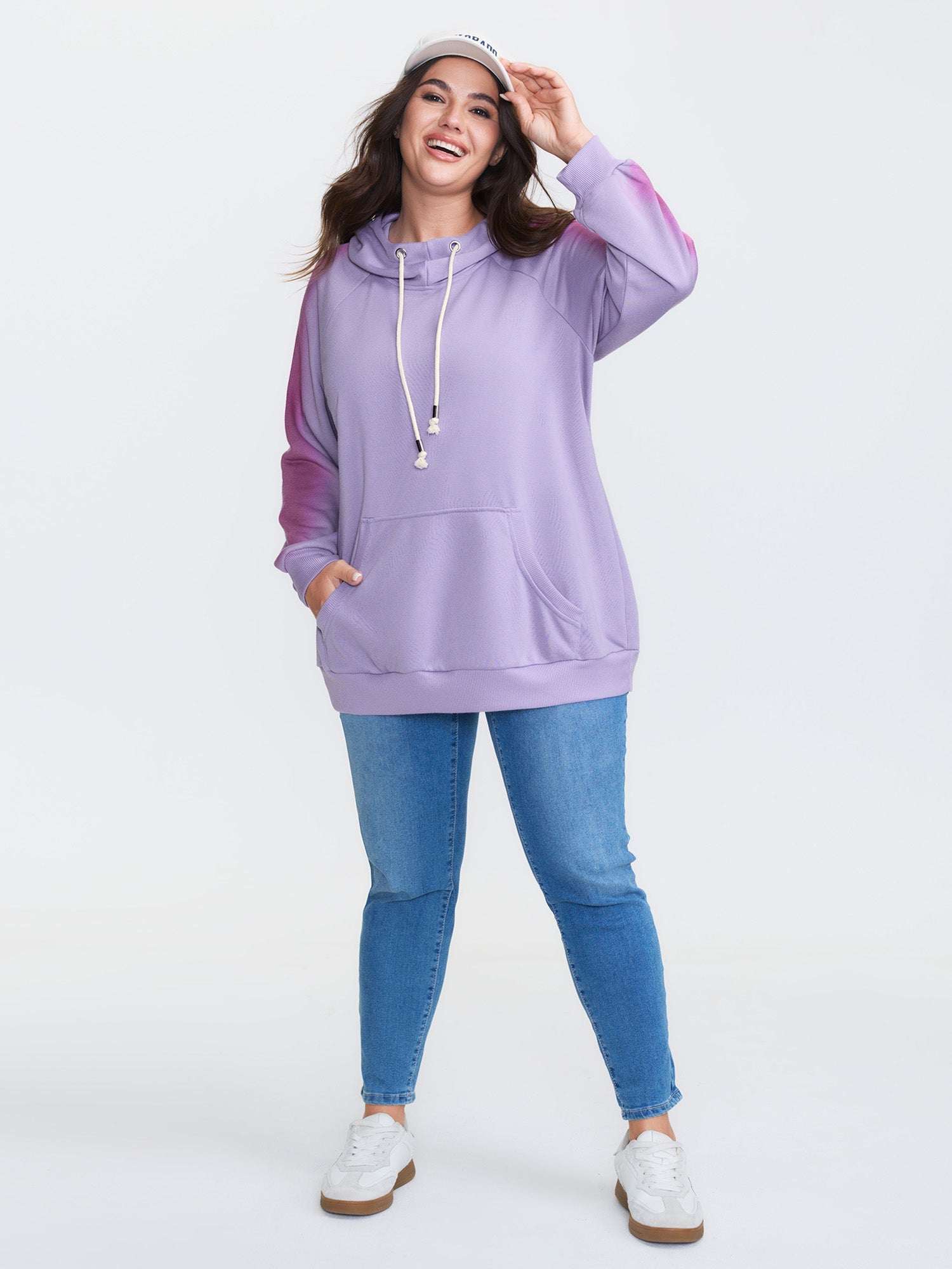 Color Contrast Drawstring Hoodie