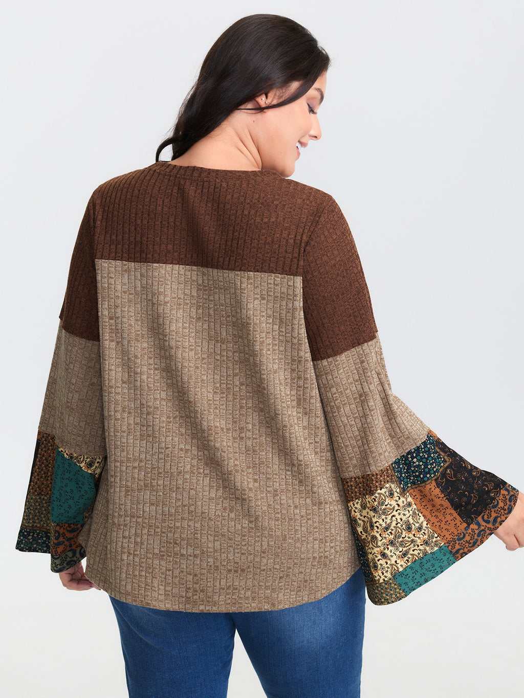 Colorblock Floral Spliced T-Shirt