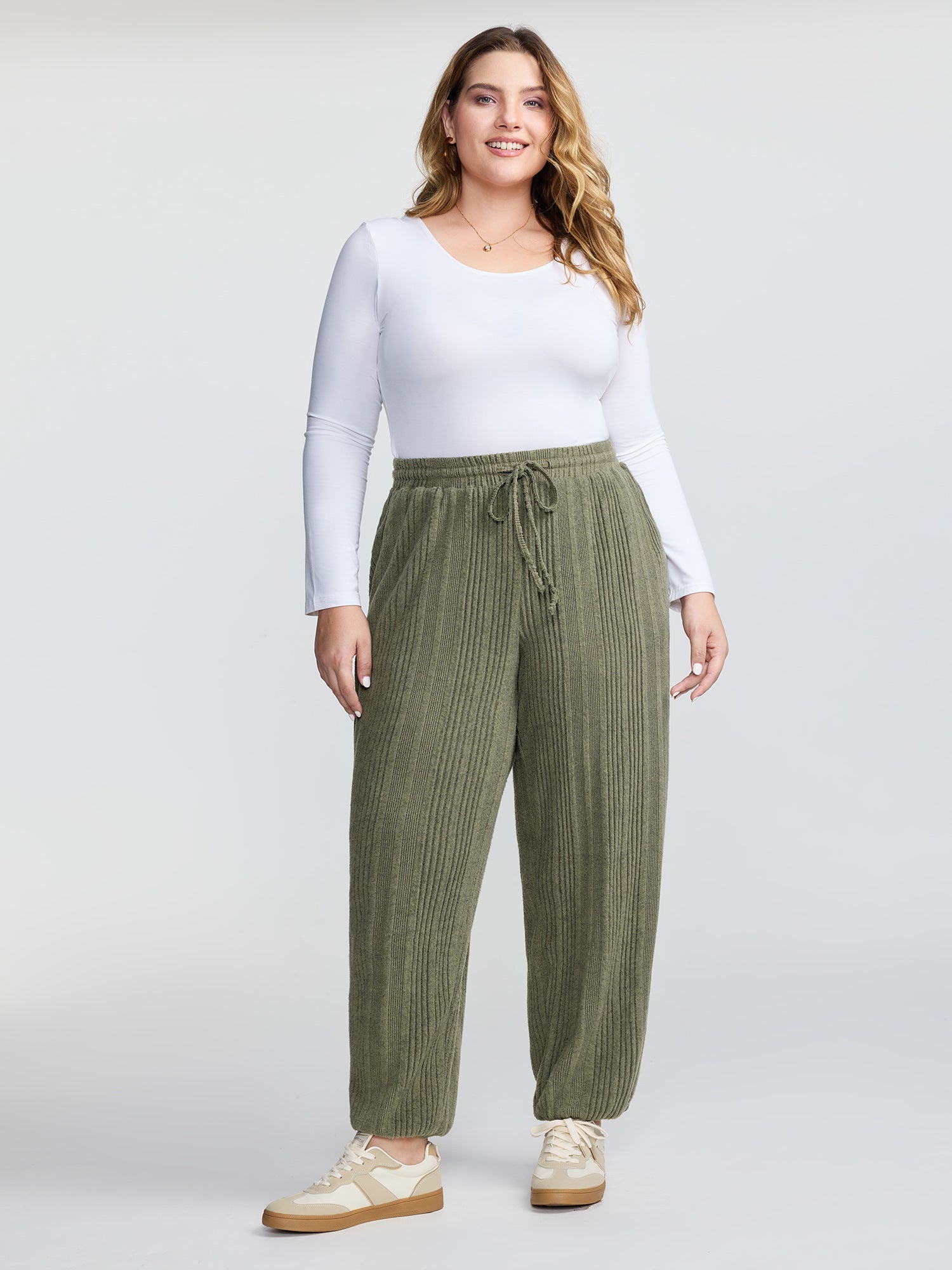 Color Blend Knit Drawstring Lounge Bottoms