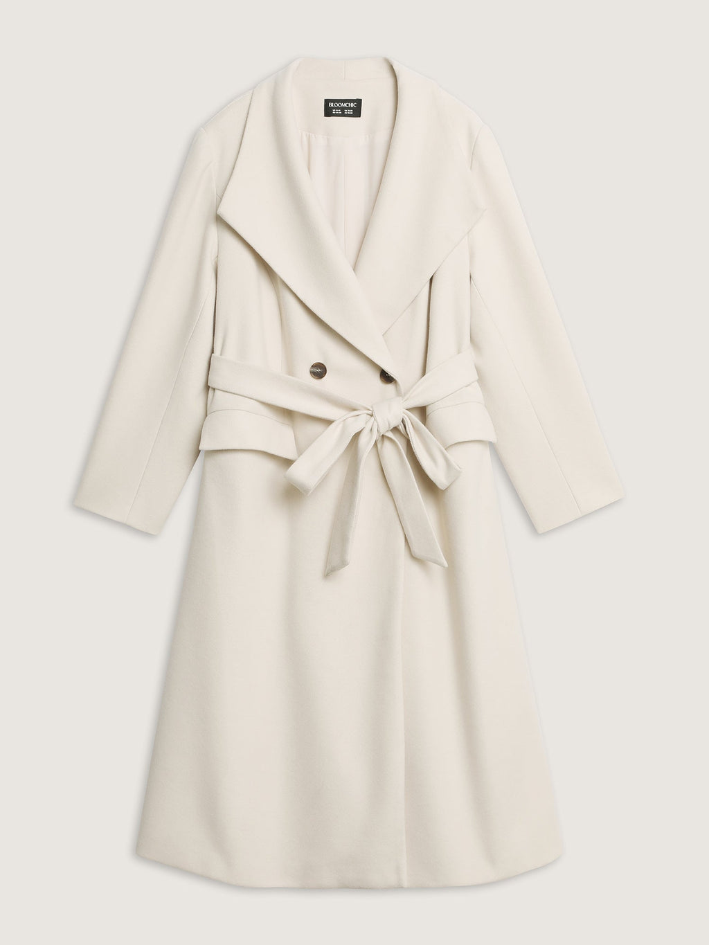 Belted Lapel Collar Double Button Coat