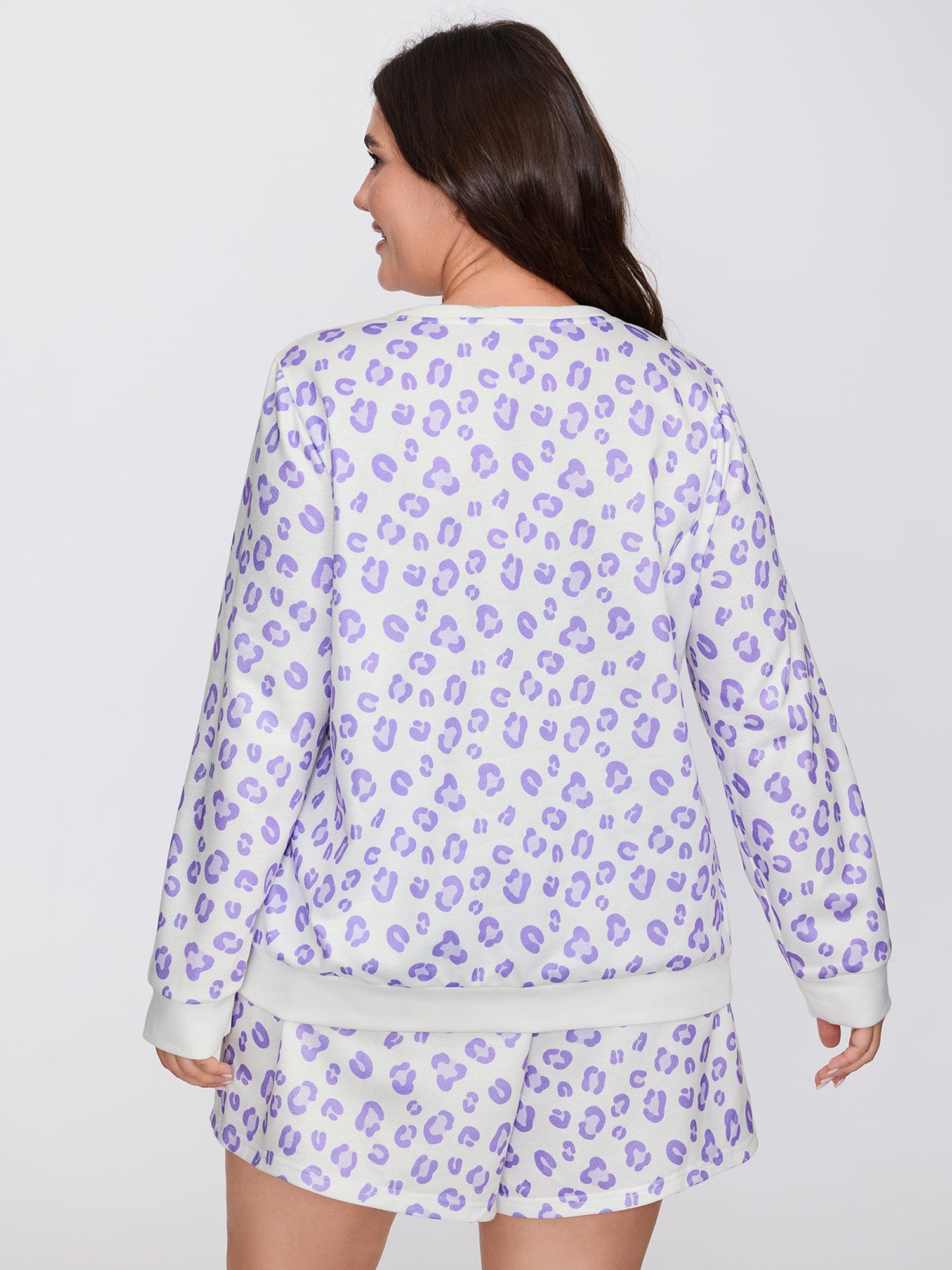 Cozy Leopard Print Contrast Loungewear Set