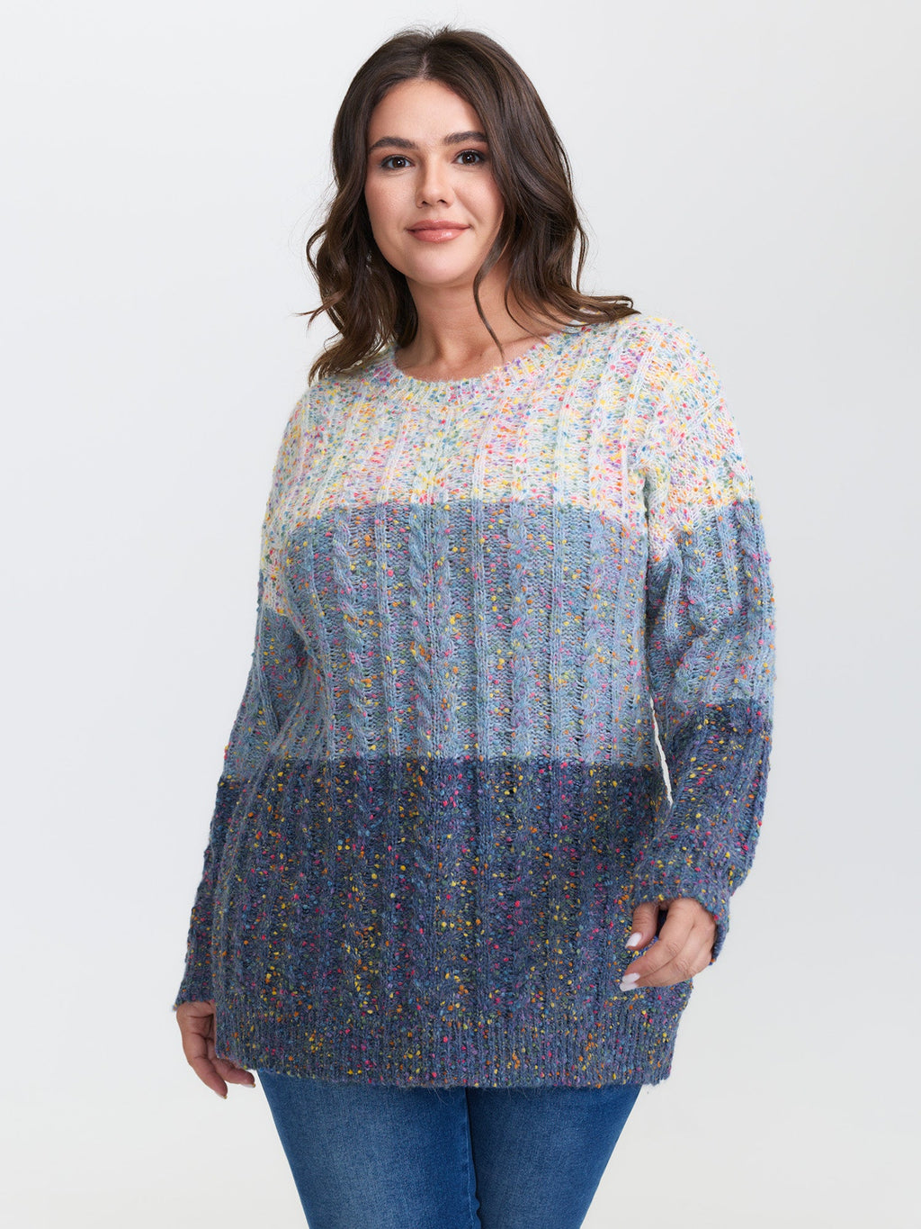 Colorblock Heather Round Neck Pullover