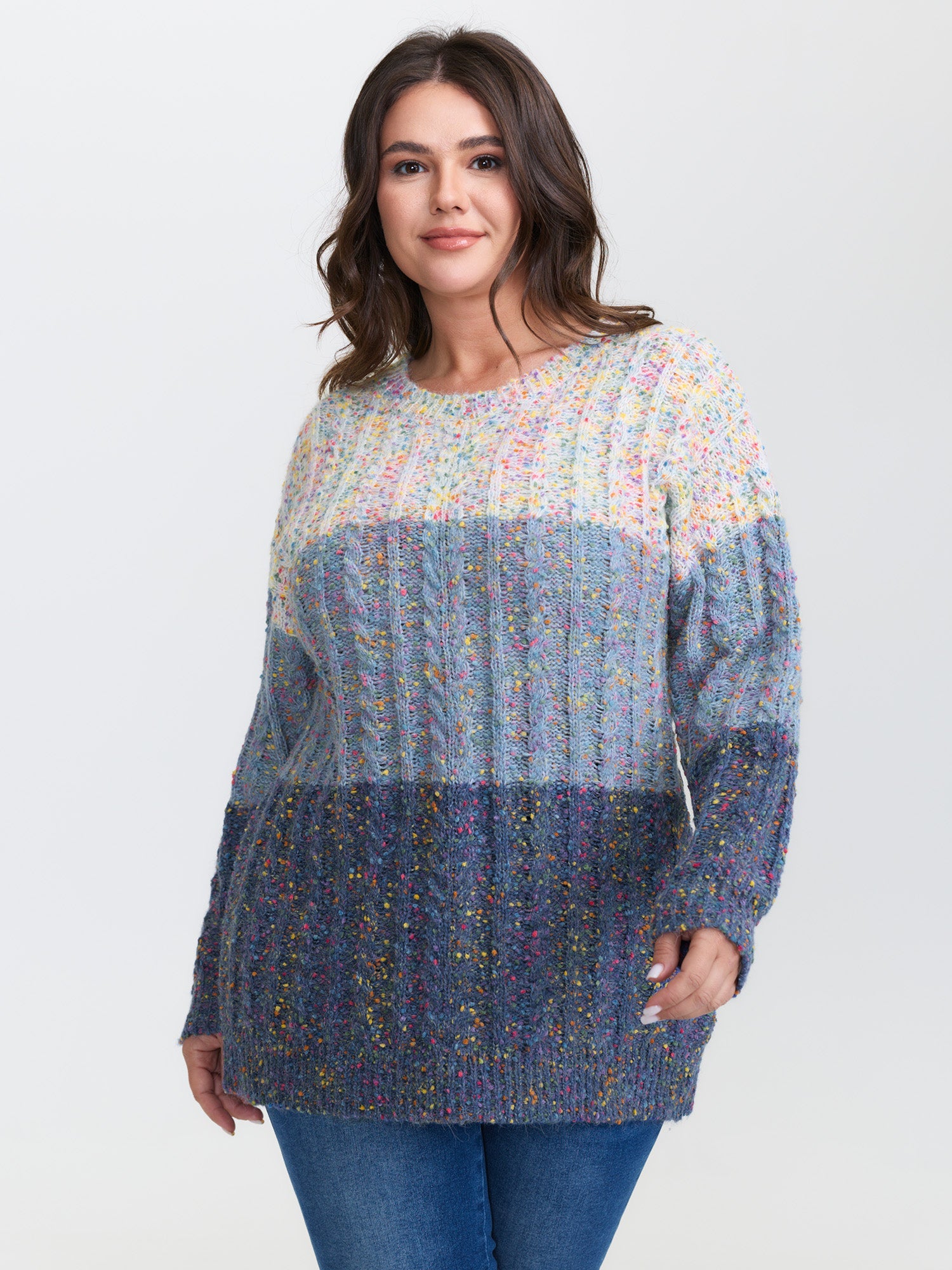 Colorblock Heather Round Neck Pullover