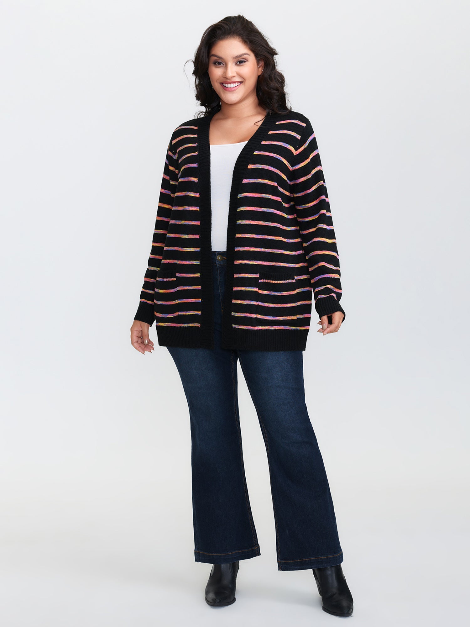 Color Gradient Heather Pockets Knit Cardigan
