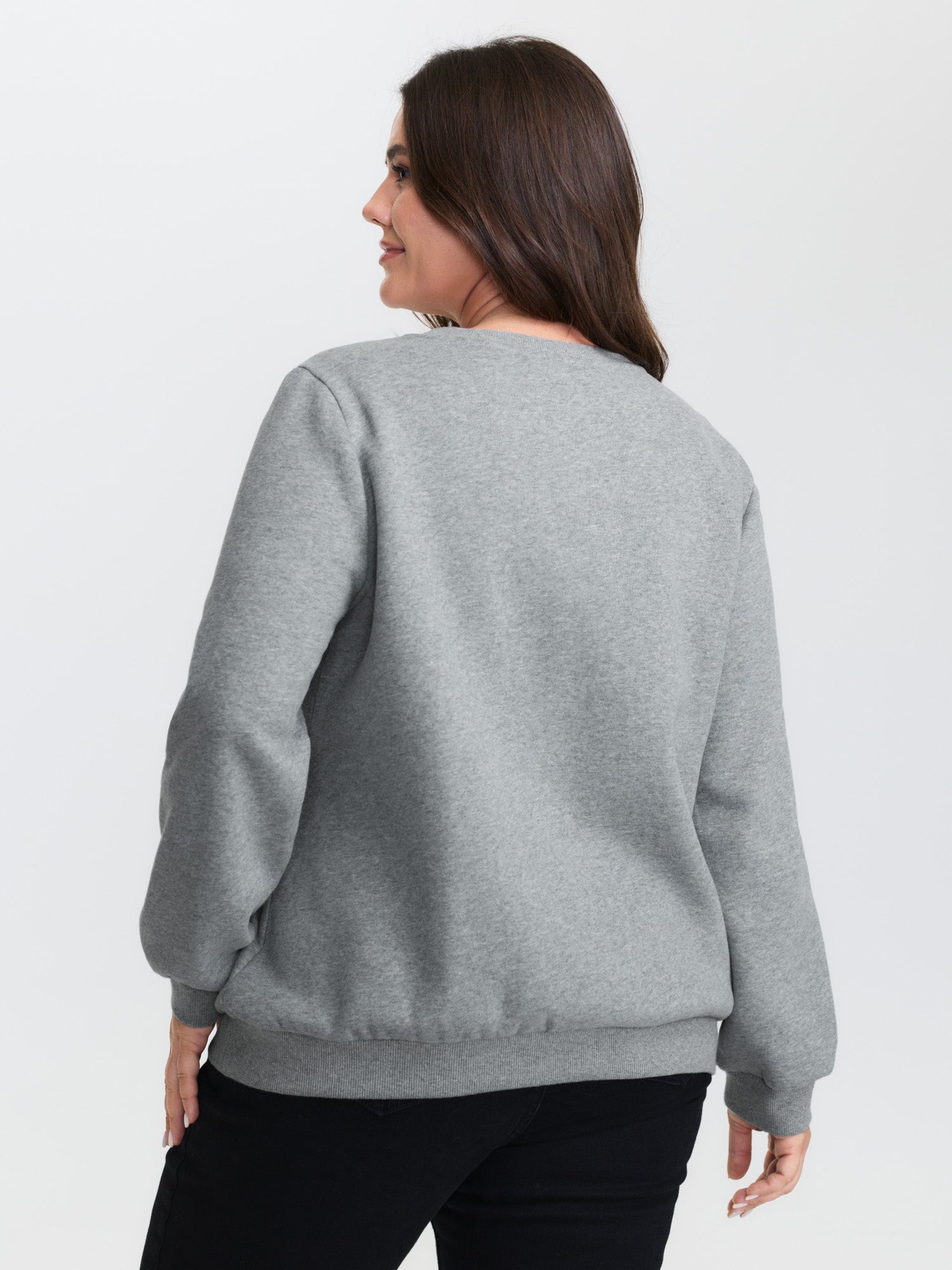 Cat Towel Embroidery Fleece Lined Sweatshirt