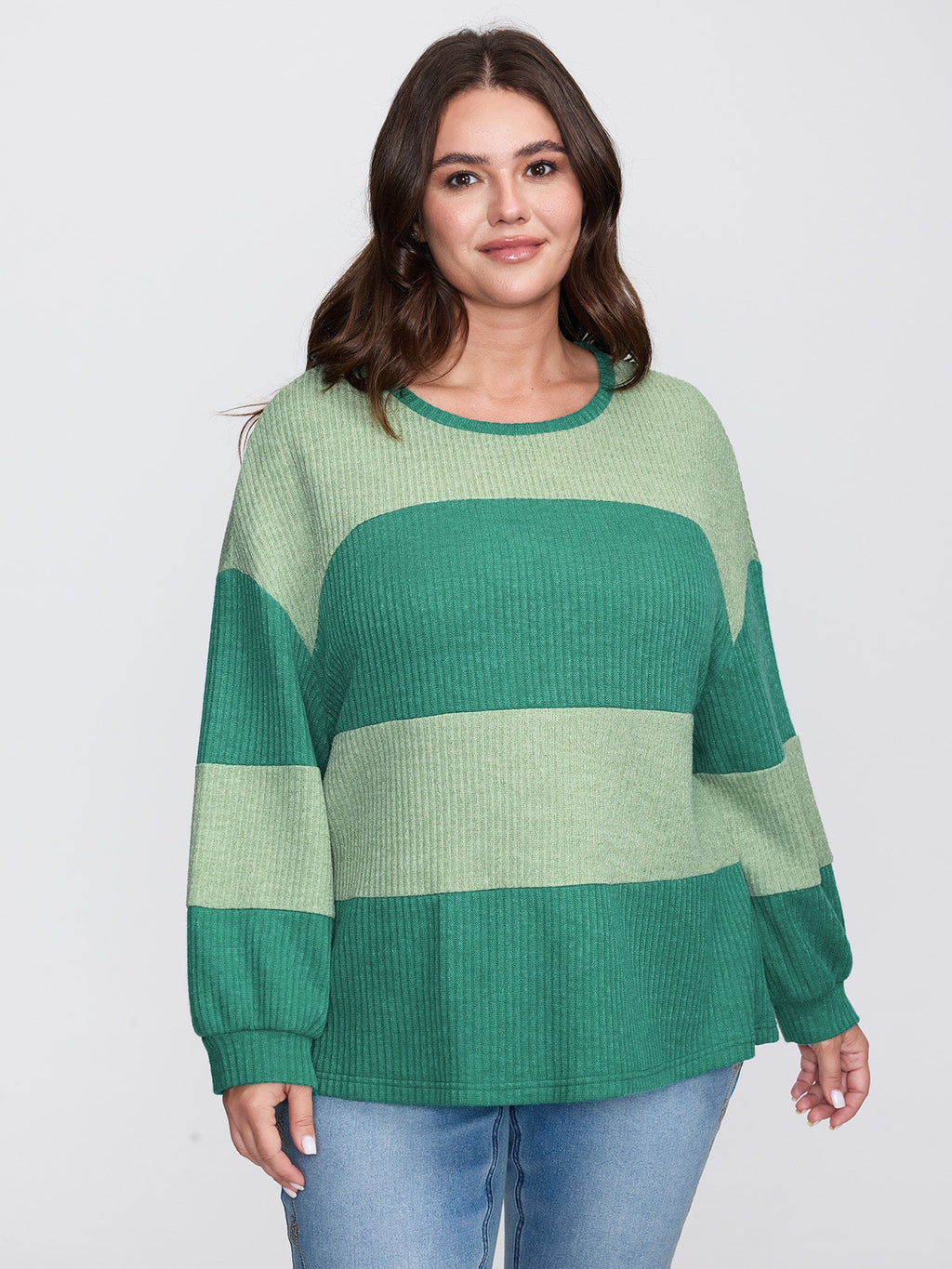 Colorful Stripe Ribbed Drop Shoulder Sweatshirt