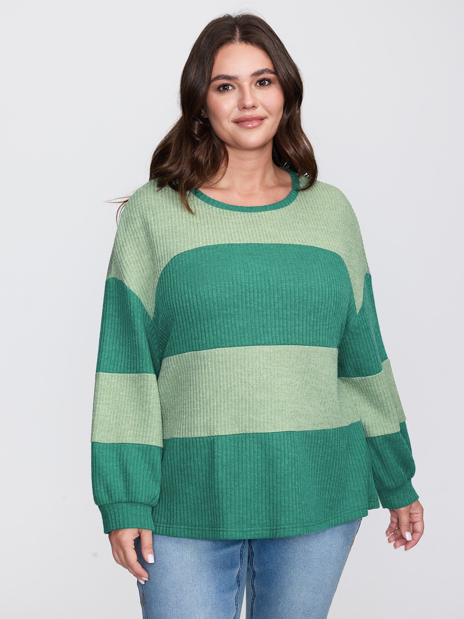 Colorful Stripe Ribbed Drop Shoulder Sweatshirt