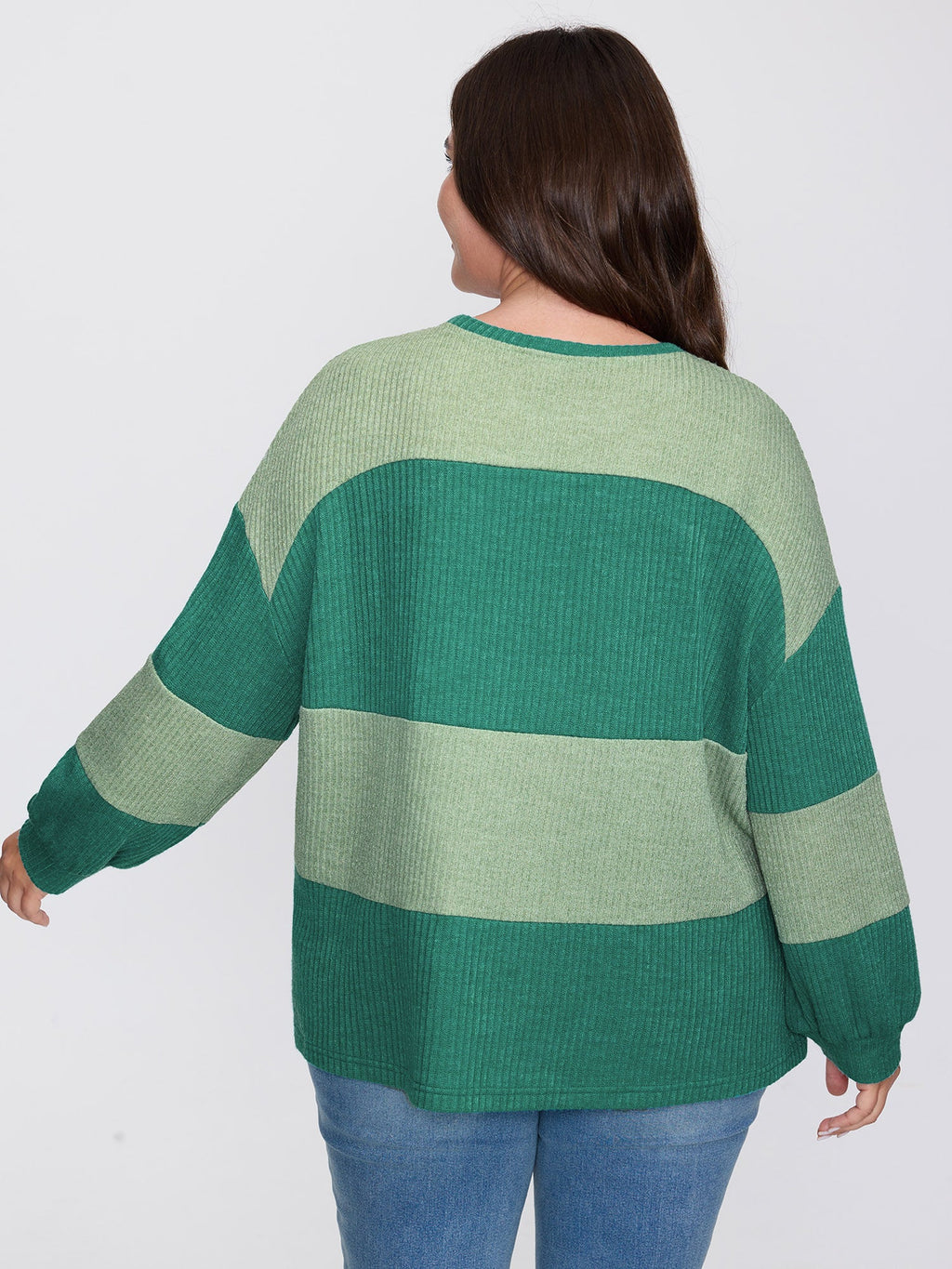 Colorful Stripe Ribbed Drop Shoulder Sweatshirt