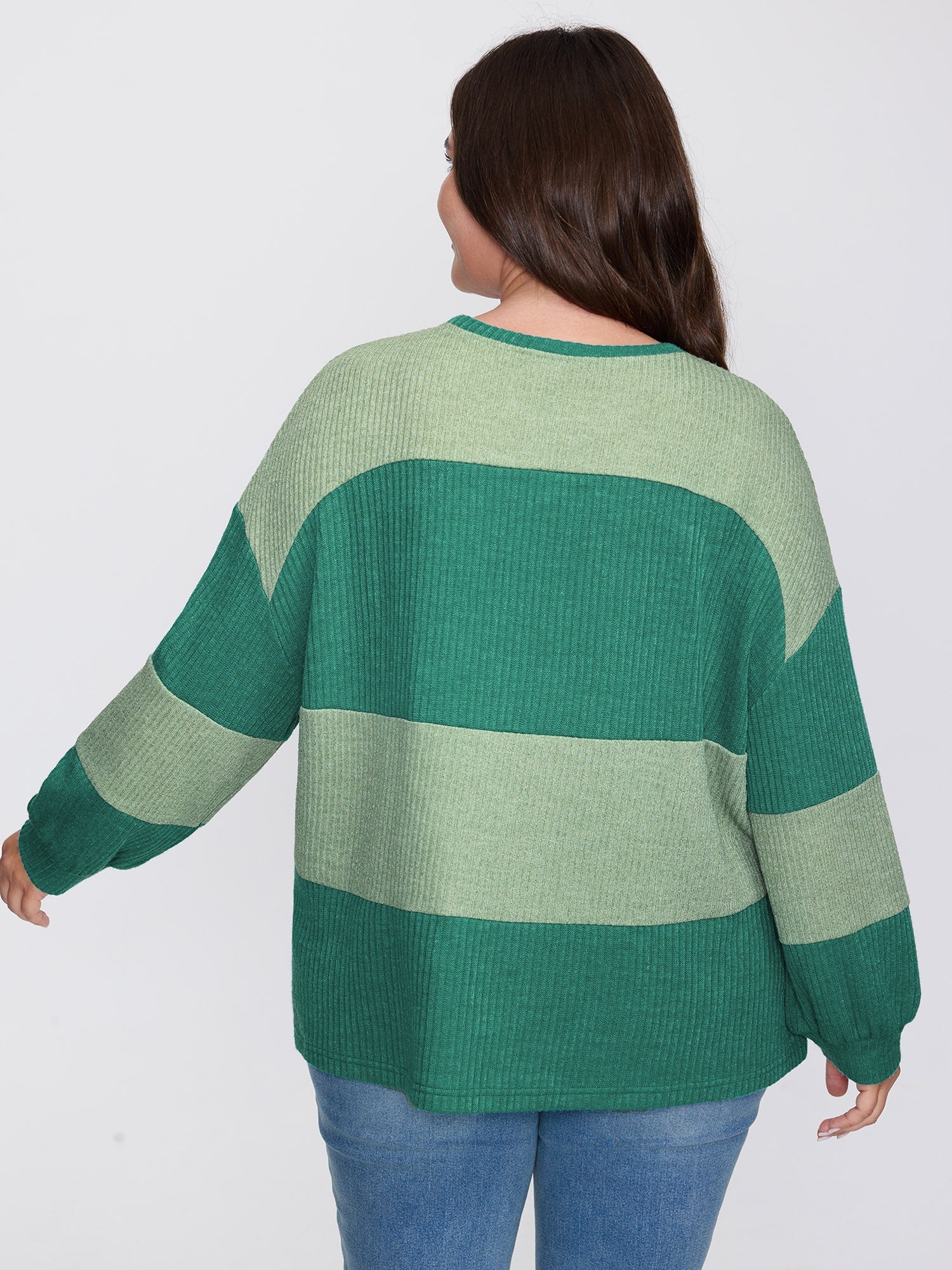Colorful Stripe Ribbed Drop Shoulder Sweatshirt