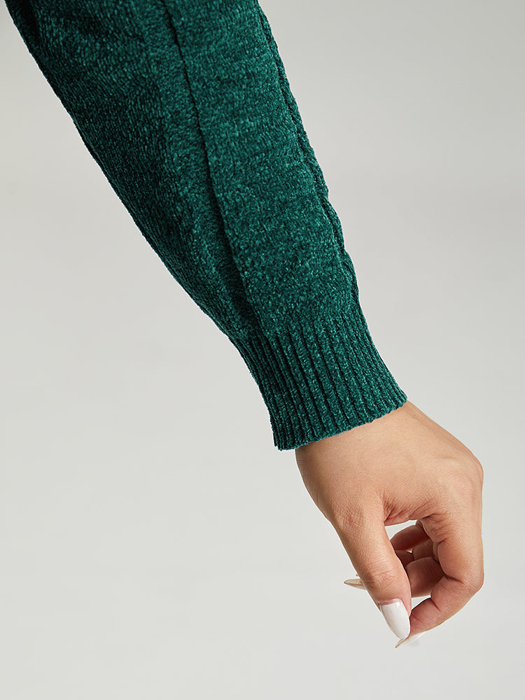 Christmas Plain Cable Knit V Neck Pullover