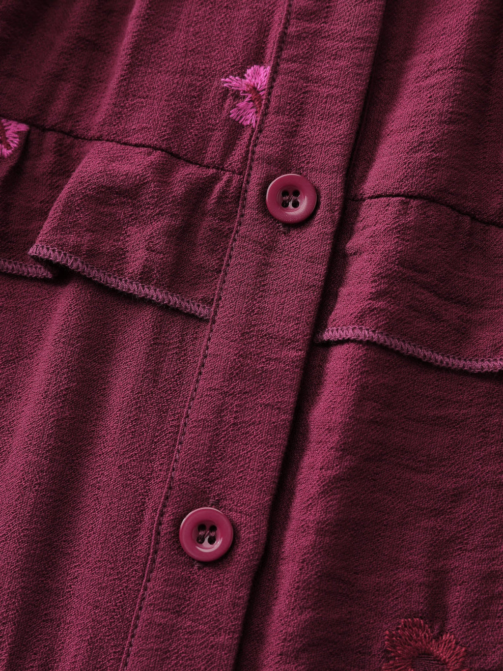 Colorful Floral Embroidery Button Shirt