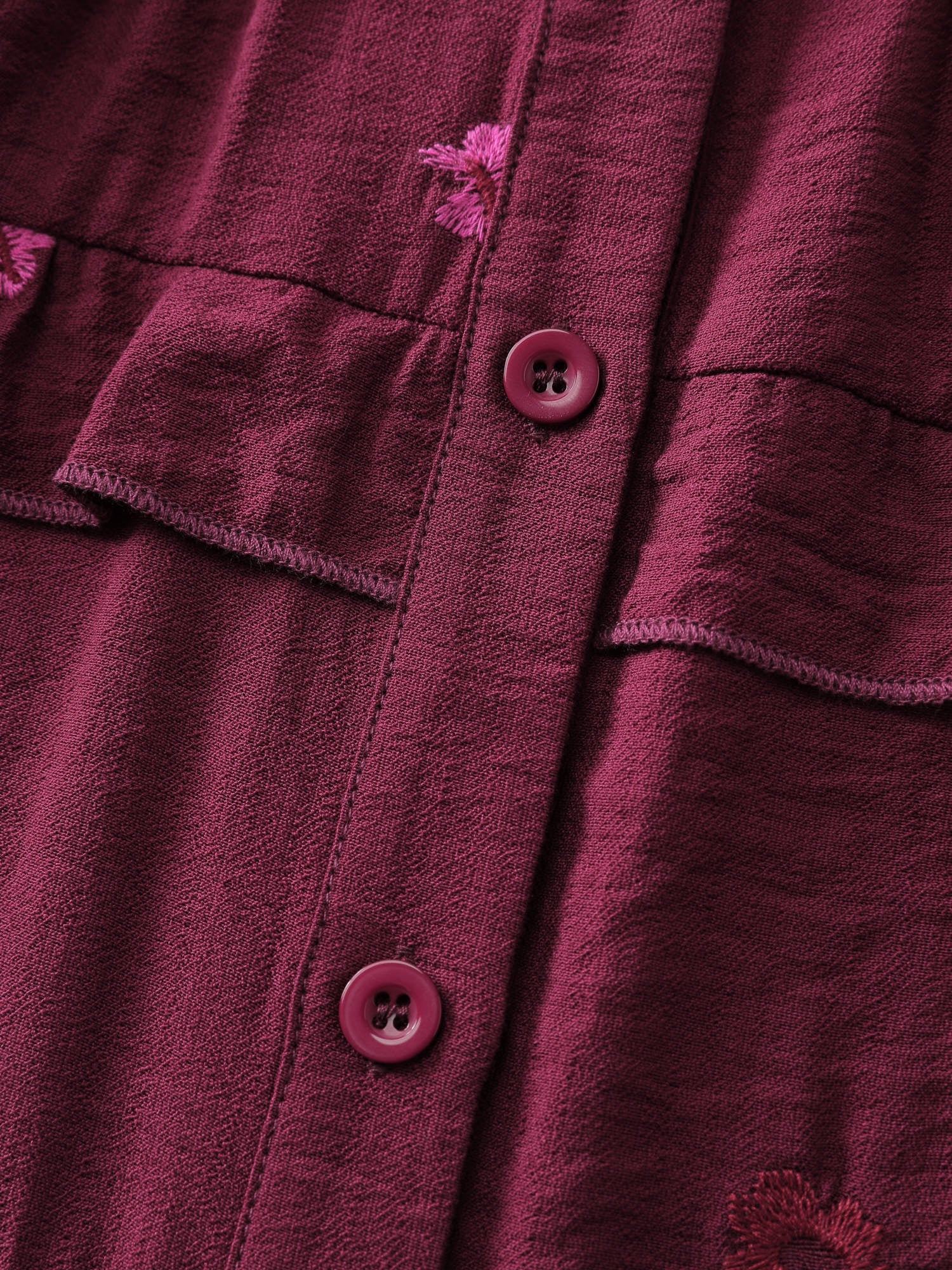 Colorful Floral Embroidery Button Shirt